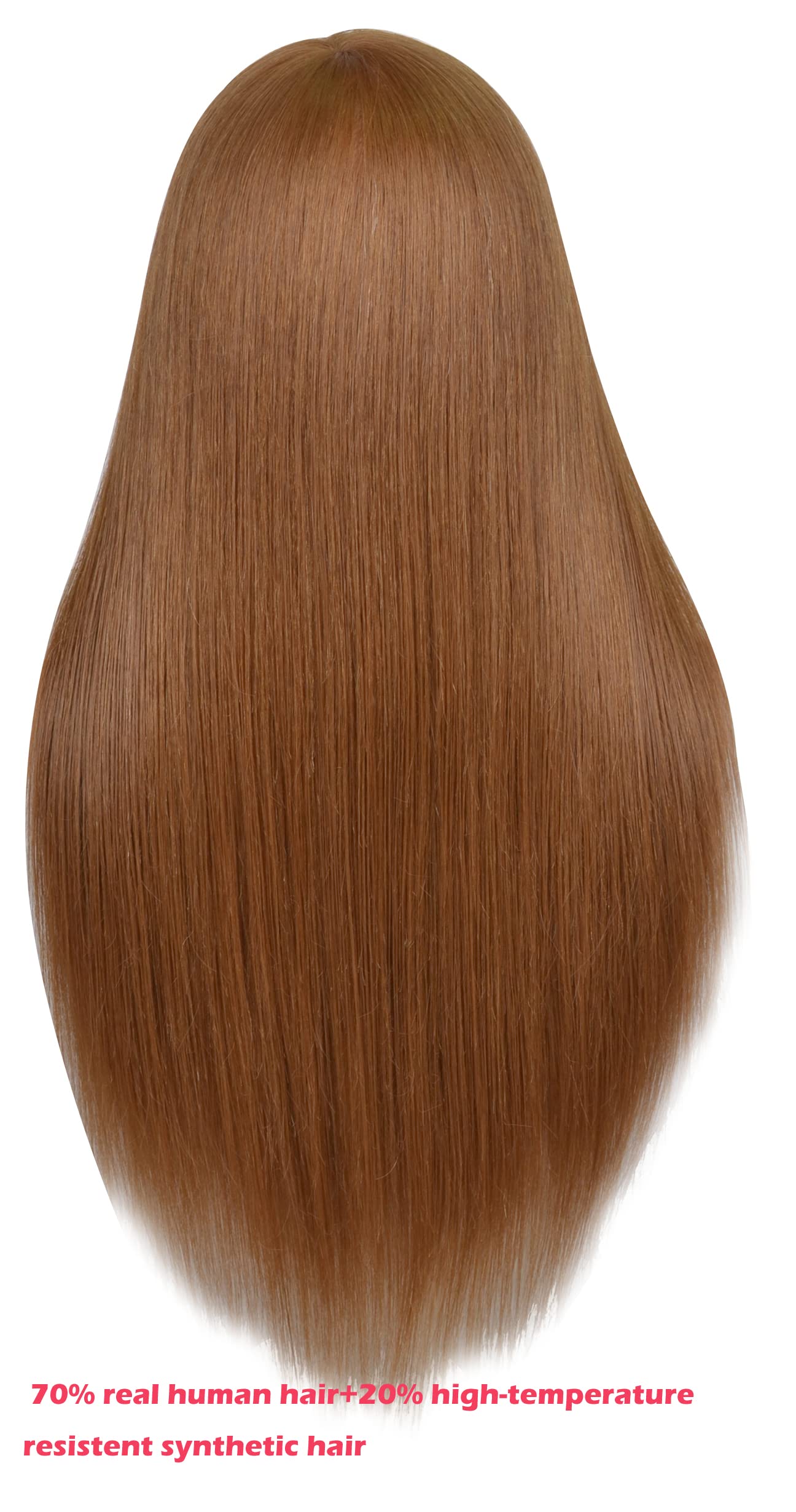 22" Hair and Makeup Training Mannequin Head with 70% Real Hair, Cosmetology Manikin Doll Head for Girls Practice Face Make Up, Hair Styling-Light Brown - Image 6