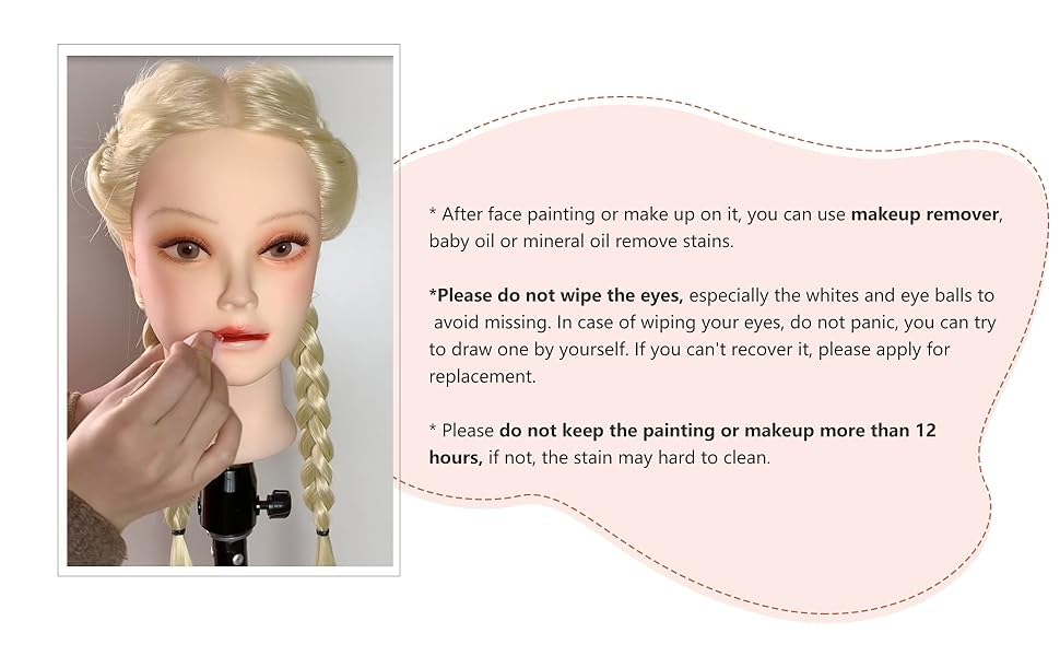 24" Cosmetology Makeup Face Painting Mannequin Manikin Heads with Hair,Salon Styling Practice Braiding Doll Head- Synthetic Hair -Blonde Color - Image 5