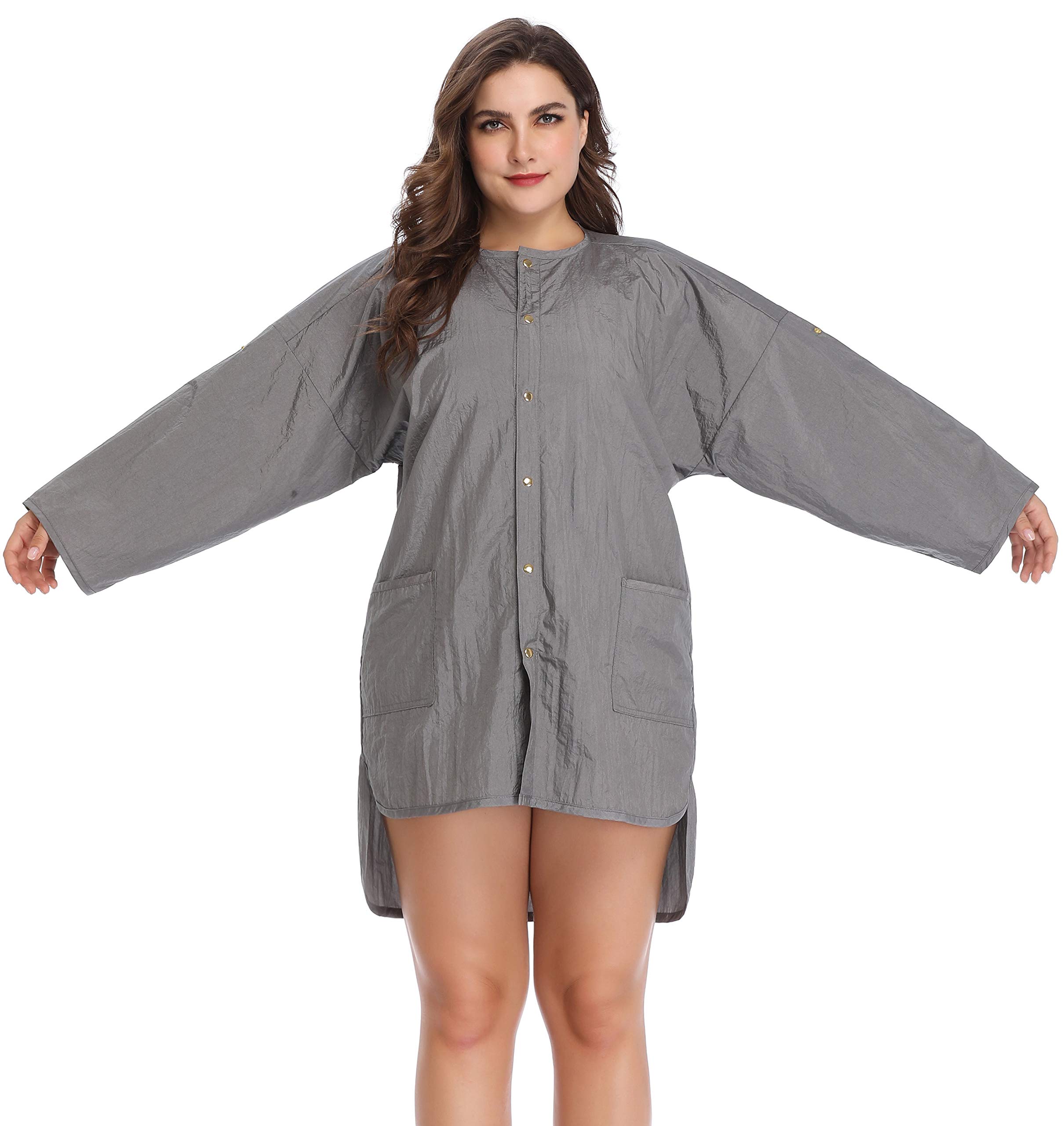 Hairdresser Grooming Smock for Men and Women, Barber Jackets Apron for Dog Groomers, Salon Hair Stylist, Nail Tech-Grey - Image 4