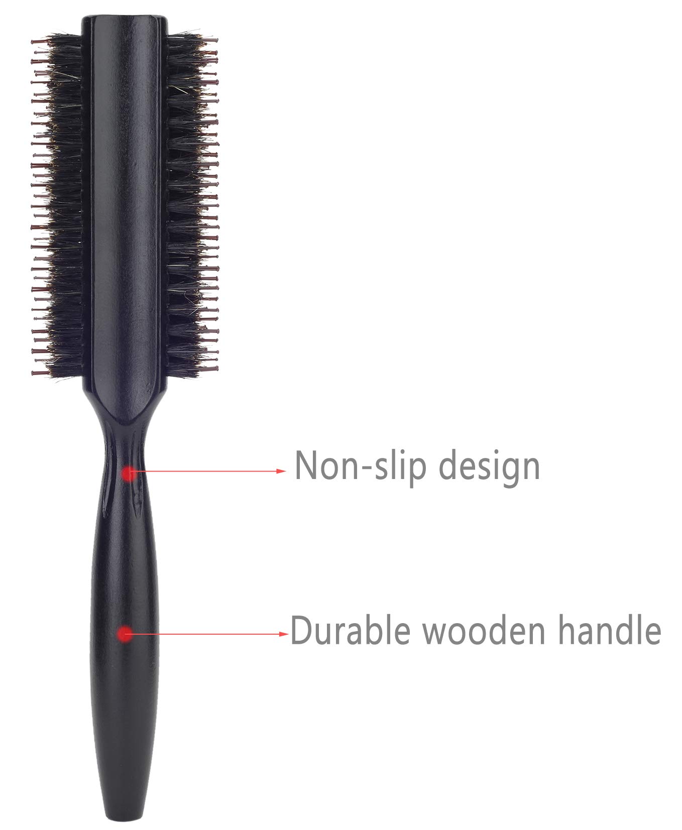 Natural Boar & Nylon Bristle Blow Drying Hair Brush -Semi Round, Professional Wooden Round Blowout Hairbrush for Styling Women&Men's Medium Wavy, Curly, Volume Hair - Image 4