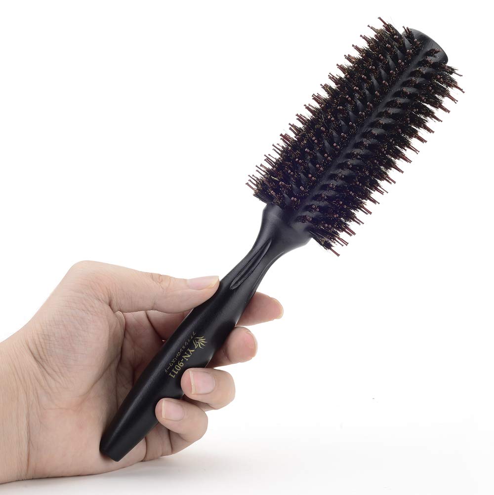 Natural Boar & Nylon Bristle Blow Drying Hair Brush -Semi Round, Professional Wooden Round Blowout Hairbrush for Styling Women&Men's Medium Wavy, Curly, Volume Hair - Image 6