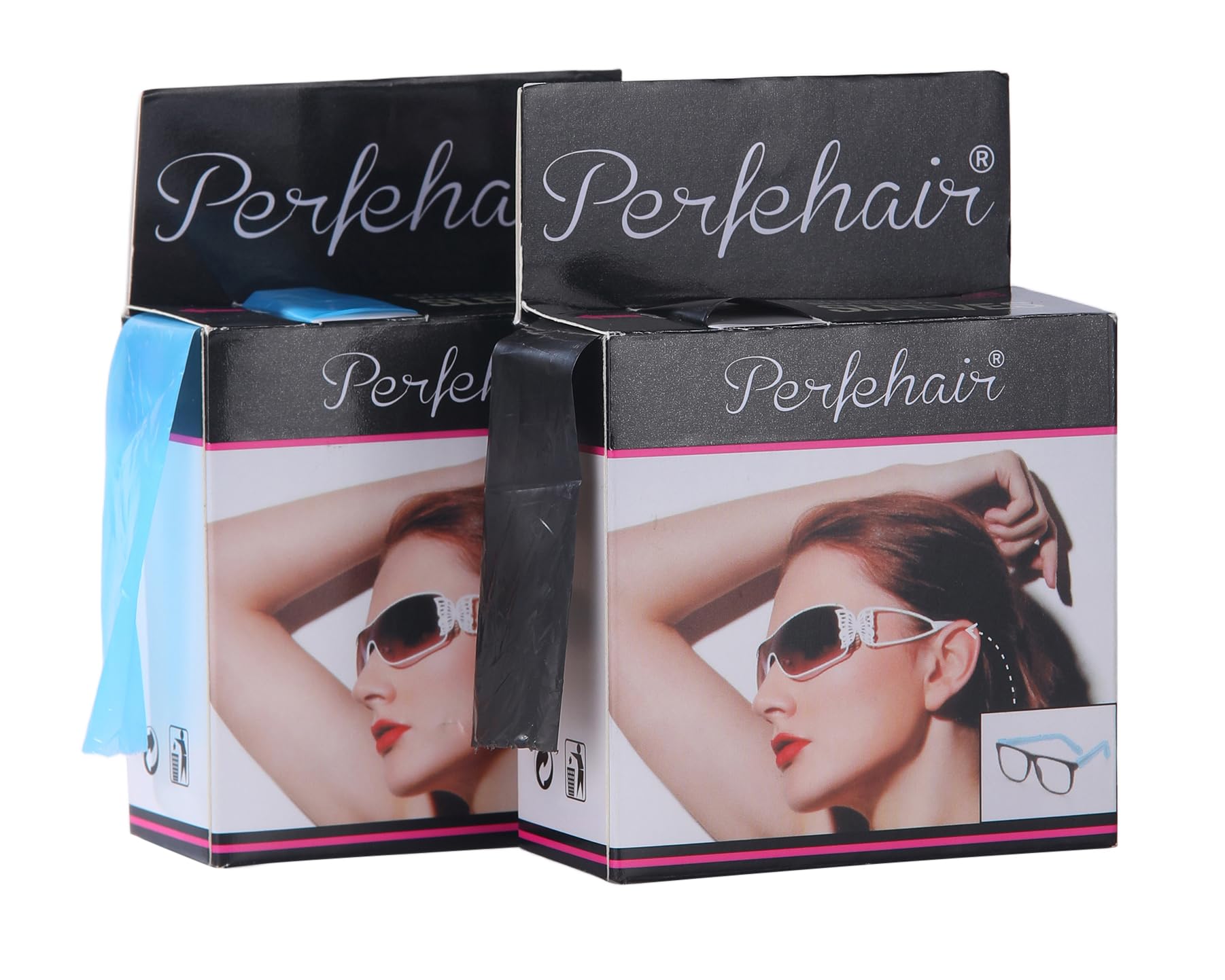 PERFEHAIR 400 Ct Disposable Eyeglass Sleeves | Glasses Protector for Salon Hair Color & Dye | Eyeglass Arm Covers in Dispenser Box | Black & Blue, 2 Pack of 200 - Image 5