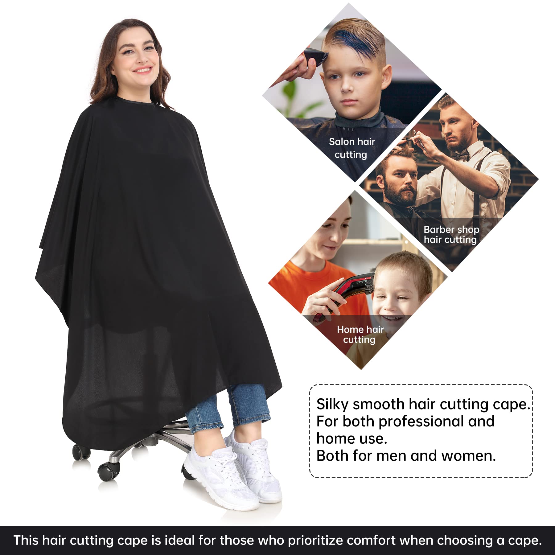 PERFEHAIR Barber Cape - Snap Closure Hair Cutting Cape, Soft & Lightweight Haircut Capes for Men & Women, Super Silky Smooth Texture - Image 4