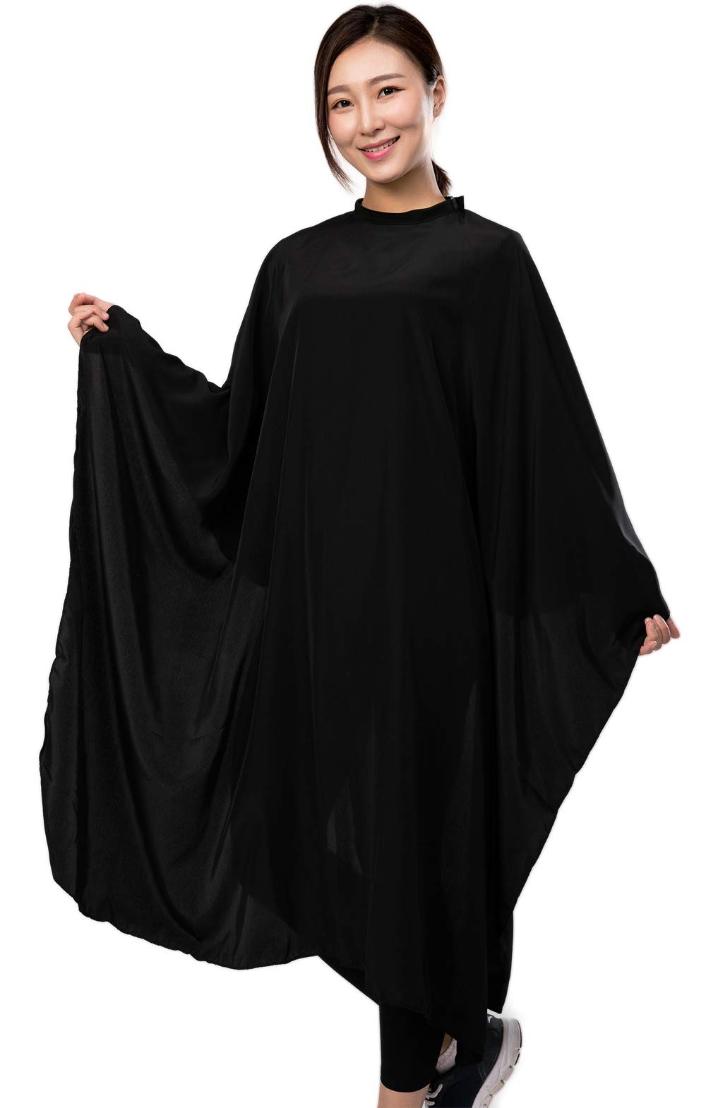 PERFEHAIR Barber Hair Cutting Cape - Black Salon Haircut Gown, 55" x 59", 5.8 Ounces, Super Silky Smooth Texture - Image 3
