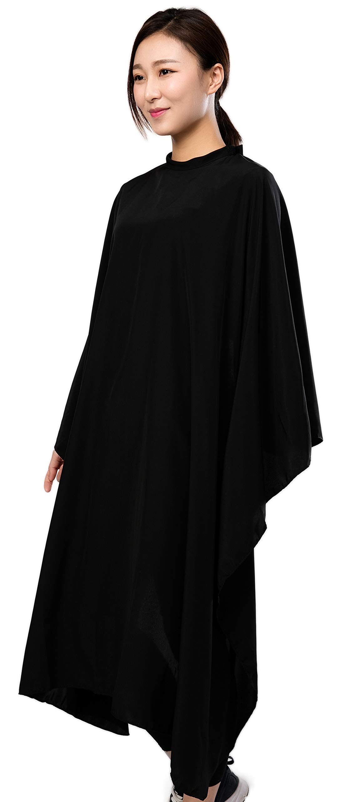 PERFEHAIR Barber Hair Cutting Cape - Black Salon Haircut Gown, 55" x 59", 5.8 Ounces, Super Silky Smooth Texture - Image 4