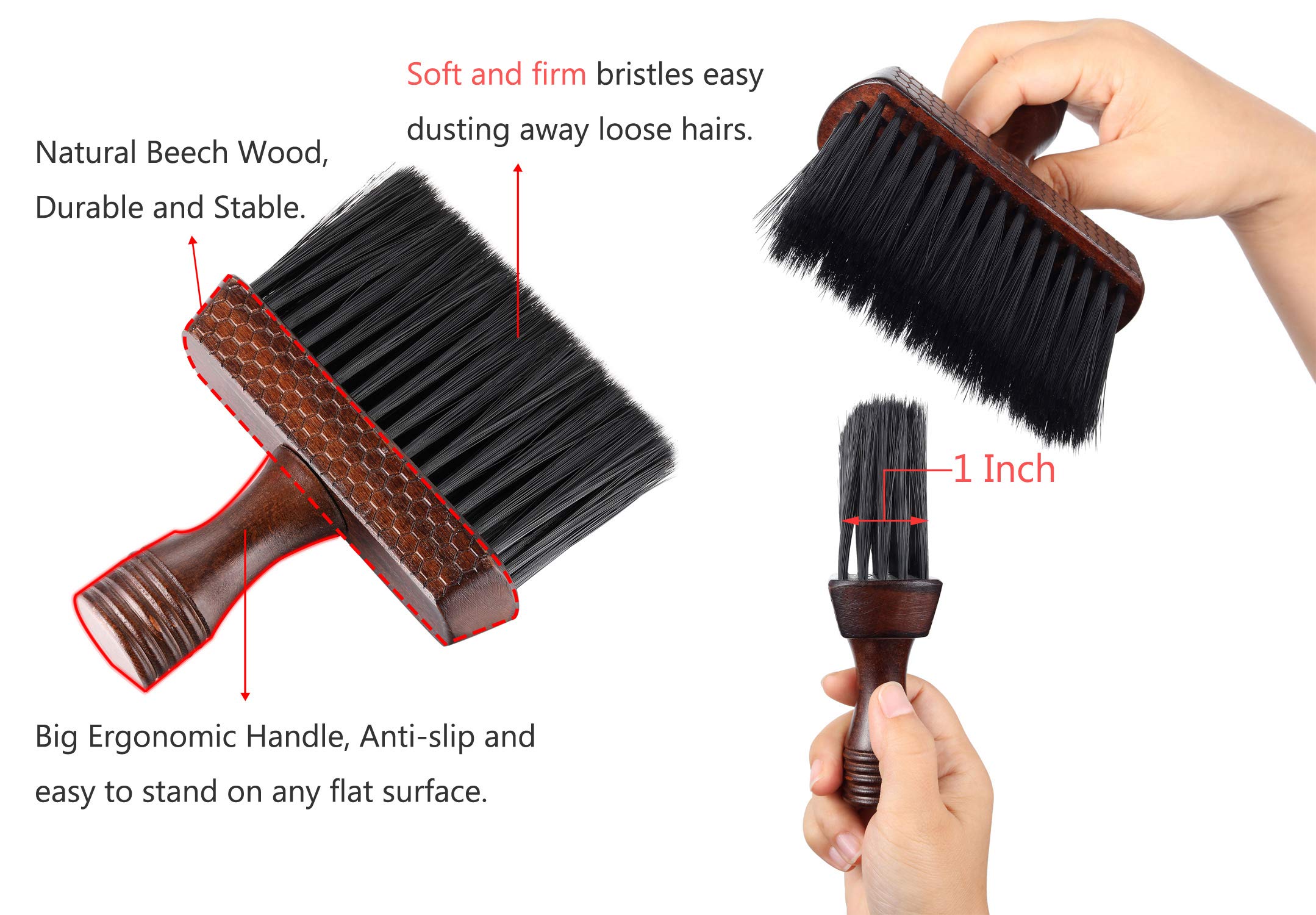 PERFEHAIR Barber Neck Duster Brush for Hair Cutting, Soft Haircut Cleaning Dusting Brush-Wooden Handle - Image 3