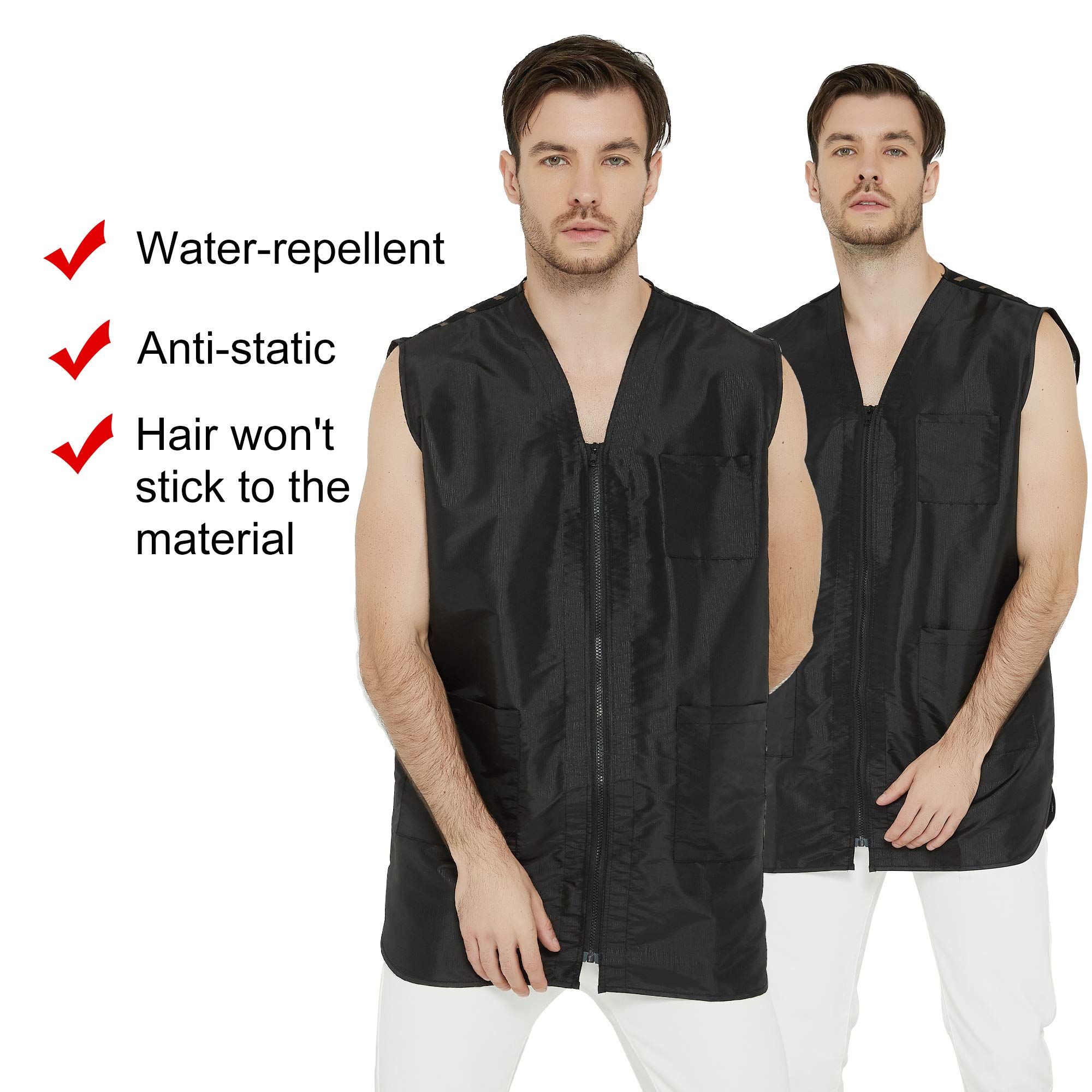 PERFEHAIR Barber Stylist Vest for Men, Salon Hairdresser Jacket Smock Clothing-Black - Image 3