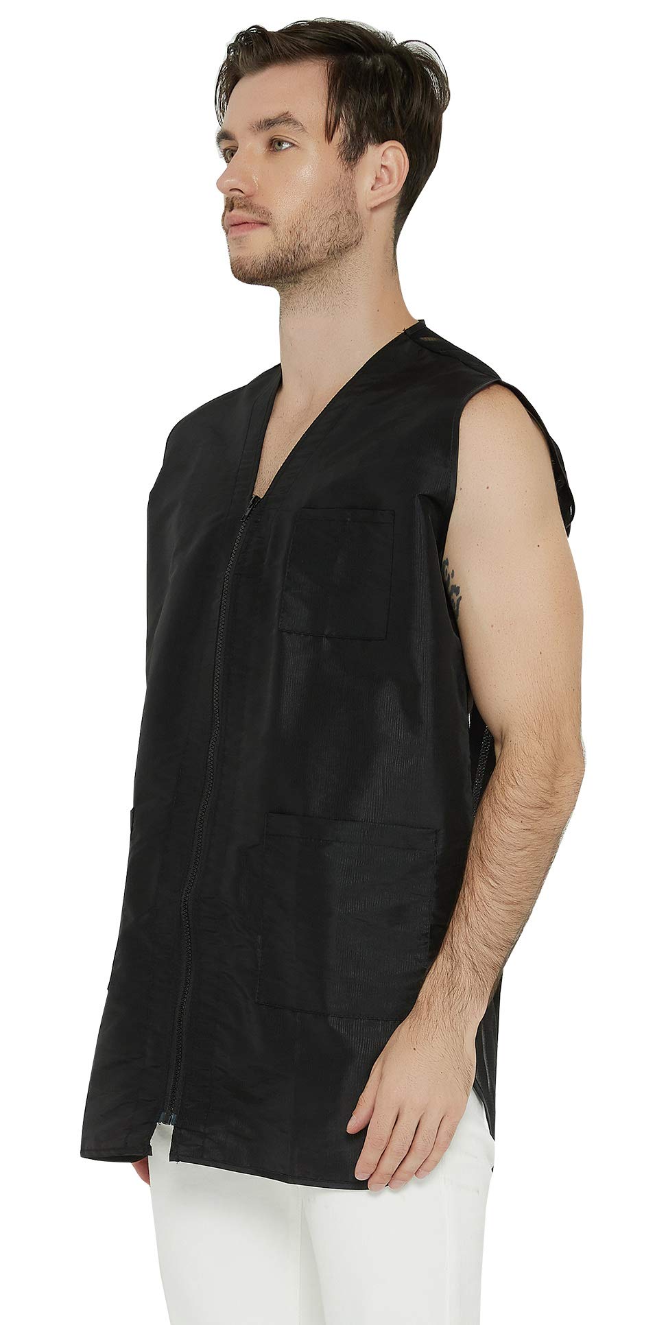 PERFEHAIR Barber Stylist Vest for Men, Salon Hairdresser Jacket Smock Clothing-Black - Image 7