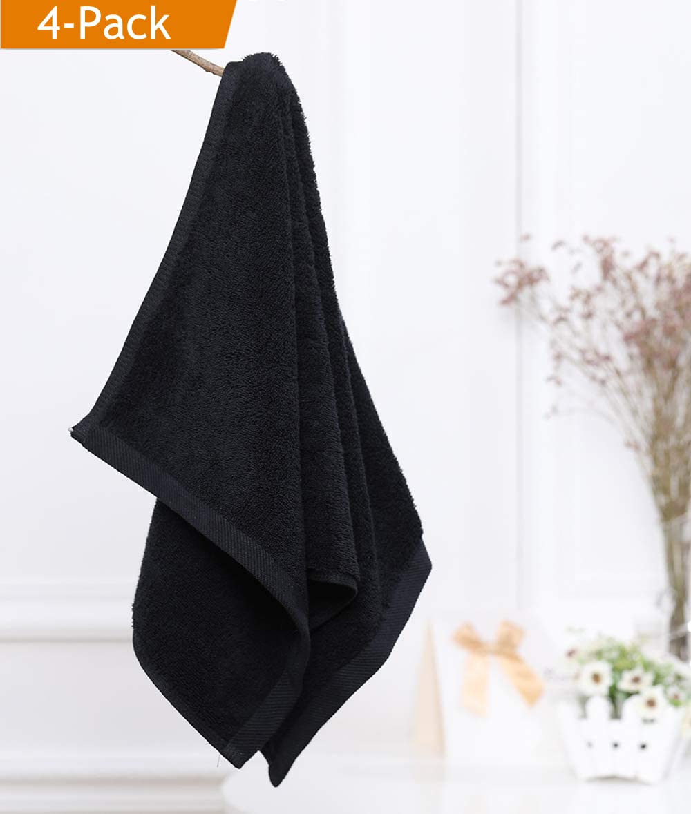 PERFEHAIR Black Hand Towels (4-Pack, 16 X 27 Inches)-Barber Hand Cotton Towel for Gym, Bathroom, Hair Salon, Soft & Absorbent - Image 3