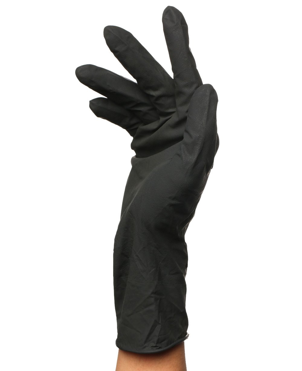 PERFEHAIR Black Reusable Latex Gloves, Salon Hair Color Dye Gloves-Medium Size (Pack of 10) - Image 3