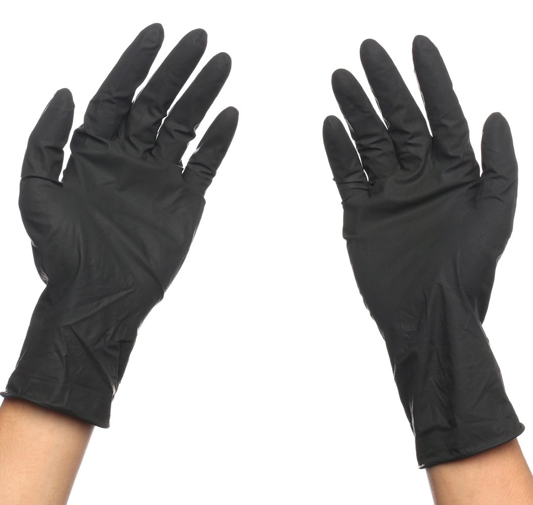 PERFEHAIR Black Reusable Latex Gloves, Salon Hair Color Dye Gloves-Medium Size (Pack of 10) - Image 4