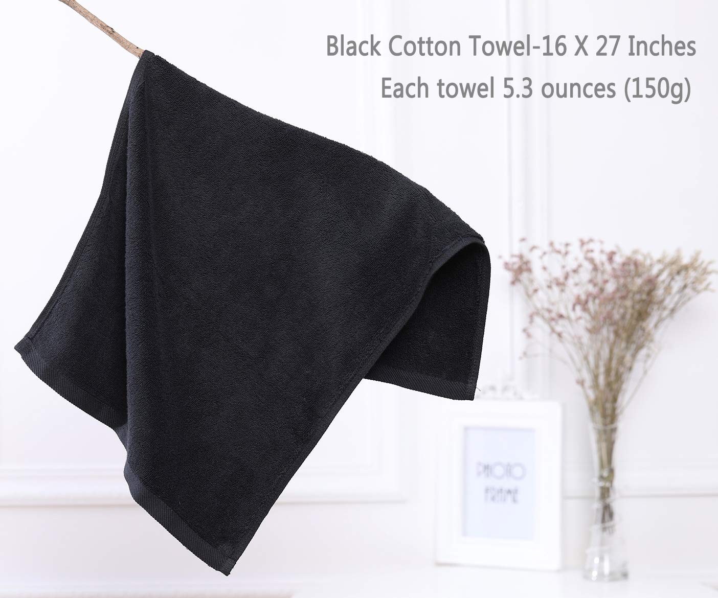 PERFEHAIR Black Salon Towels (2-Pack, 16 X 27 Inches)-Barber Hand Cotton Towel for Gym, Bath, Spa, Shaving, Shampoo - Image 5