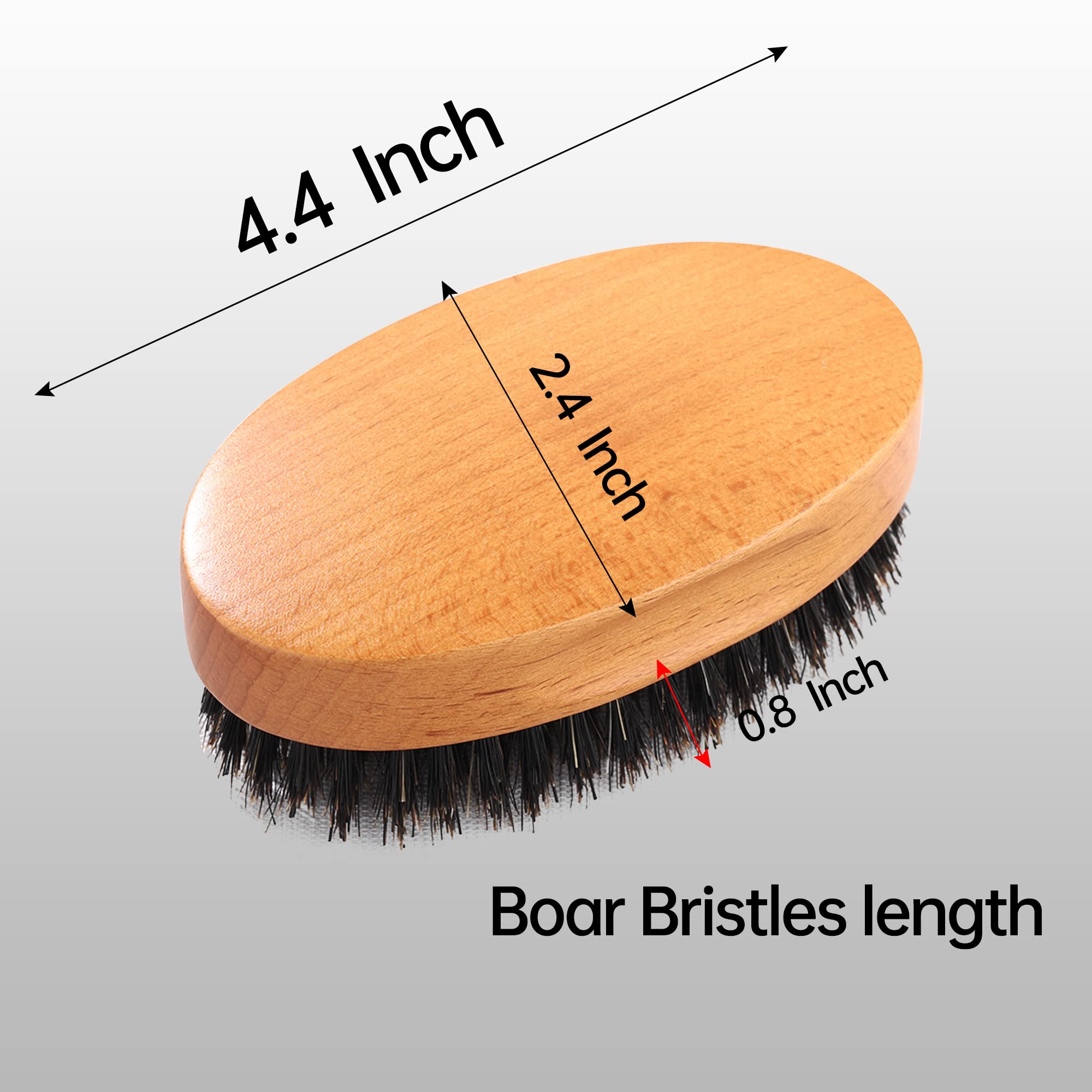 PERFEHAIR Boar Bristle Beard Brush for Men, Firm Bristles Wood Hair Comb for Mustache, Thin, Short Hair - Military Style - Image 3