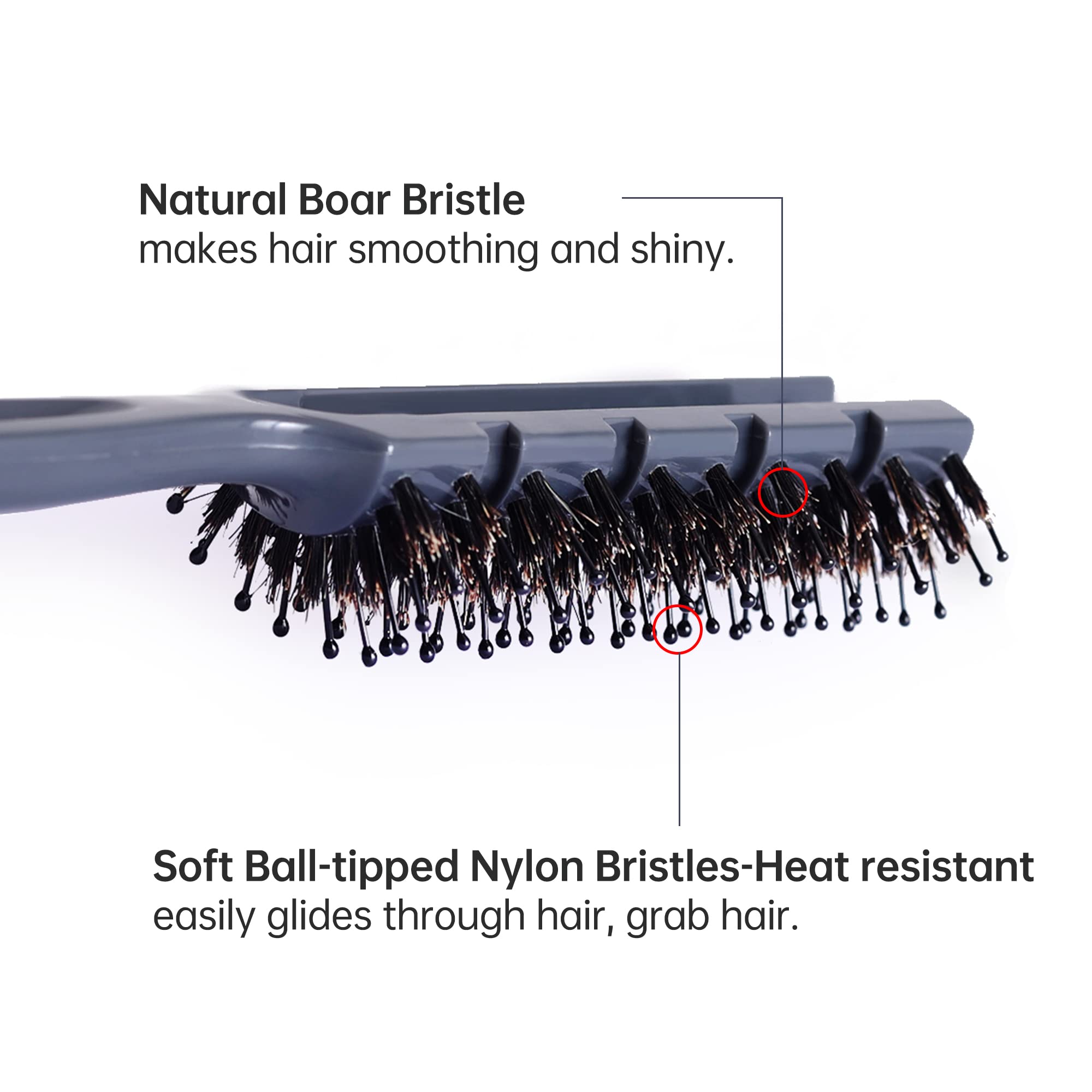 PERFEHAIR Boar Bristle Vent Hair Brush for Men & Women, Vented Hairbrush with Boar & Ball Tipped Nylon Bristles for Short Curly Straight Hair Blow Drying Quickly - Image 5