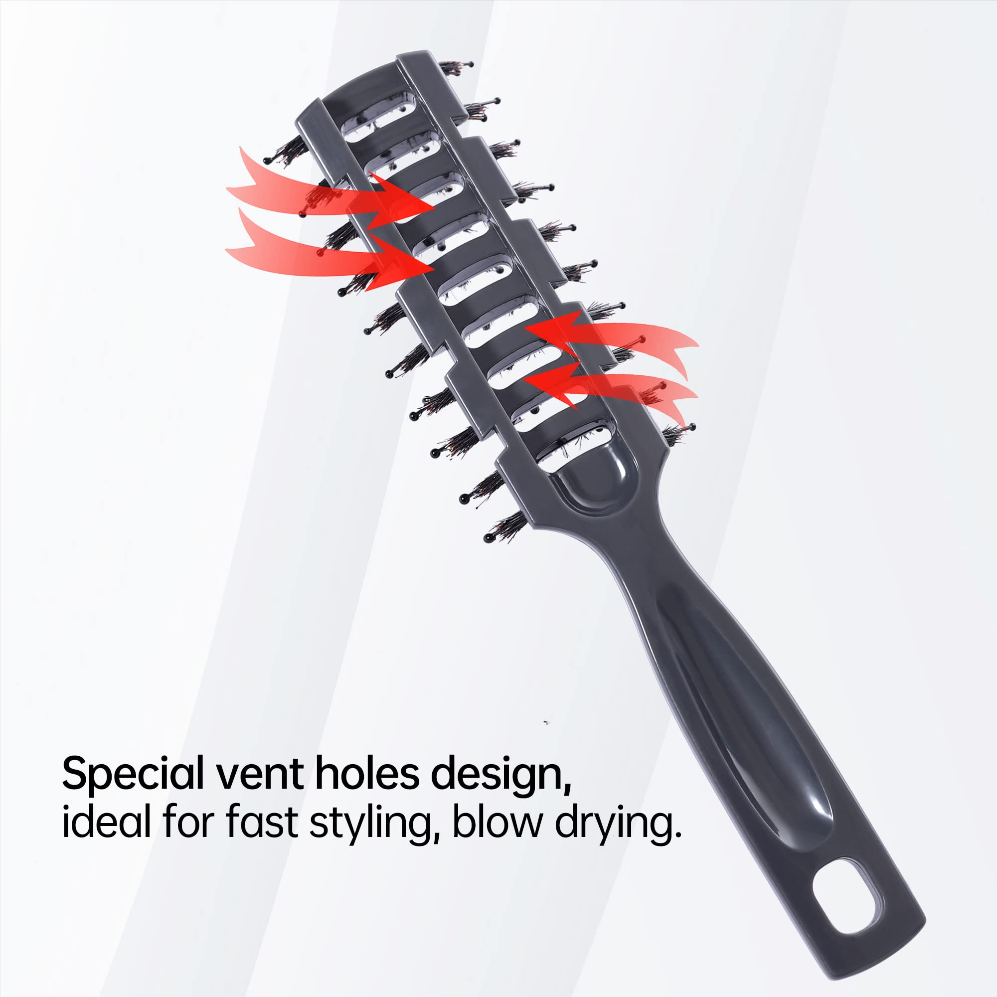 PERFEHAIR Boar Bristle Vent Hair Brush for Men & Women, Vented Hairbrush with Boar & Ball Tipped Nylon Bristles for Short Curly Straight Hair Blow Drying Quickly - Image 6