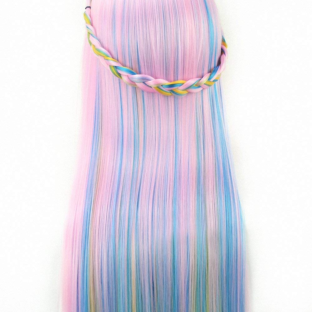 PERFEHAIR Cosmetology Mannequin Manikin Heads with Hair, Colorful Mannequin Practice Dolls Head- Synthetic Hair (Pink Series) - Image 3