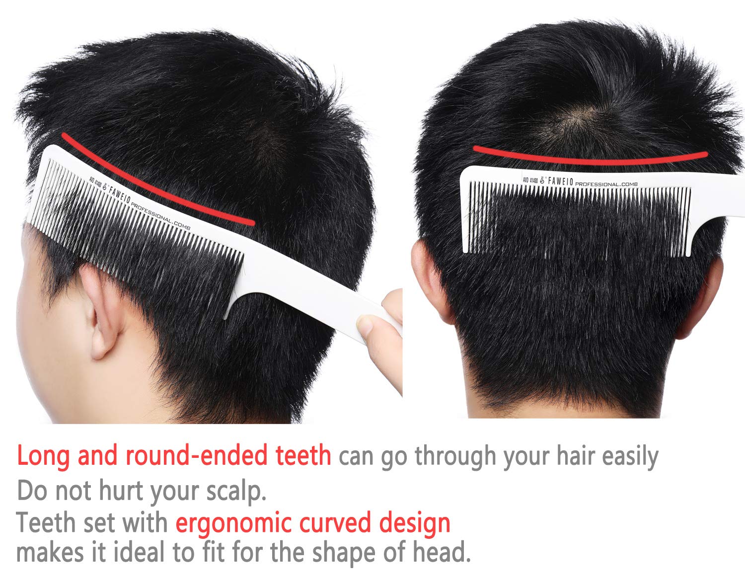 PERFEHAIR Curved Fading Comb, Pack of 2, Professional Barber Flat Clipper Blending Flat Top Hair Cutting Combs for Men - Image 4