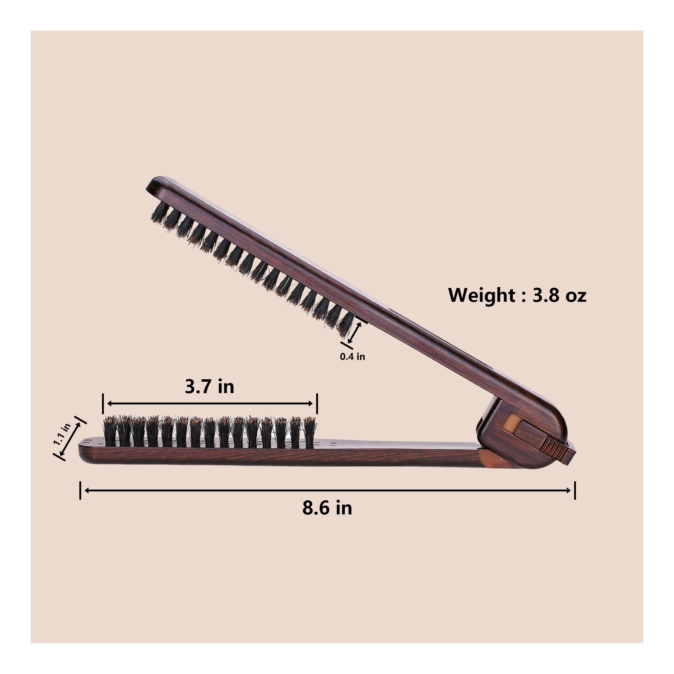 PERFEHAIR Double Sided Straightening Brush - Natural Boar Bristle Clamp for Smooth, Frizz-Free Styling, No Hair Pulling, Long-Lasting Design - Image 3