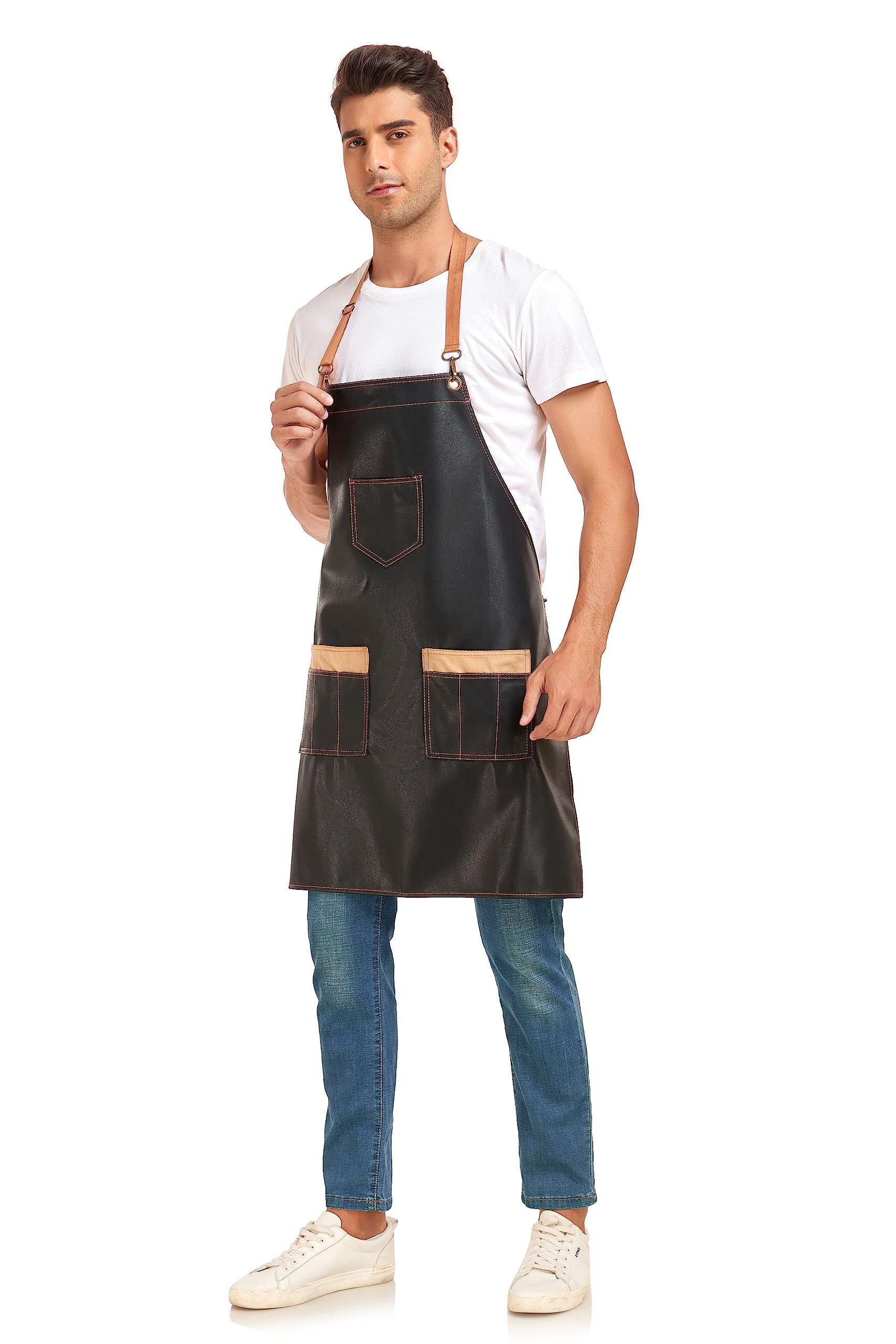 PERFEHAIR Durable Barber Apron for Hair Stylists - Waterproof & Soft, with 3 Useful Pockets - Perfect for Salon, Cosmetology, and Dog Grooming, Both for Men & Women, Black - Image 6