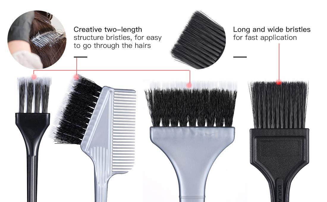 PERFEHAIR Hair Dye Brush Set -4 Pack, Hair Color Applicator Balayage Highlight Tint Brushes Comb Kit-Different Size - Image 3