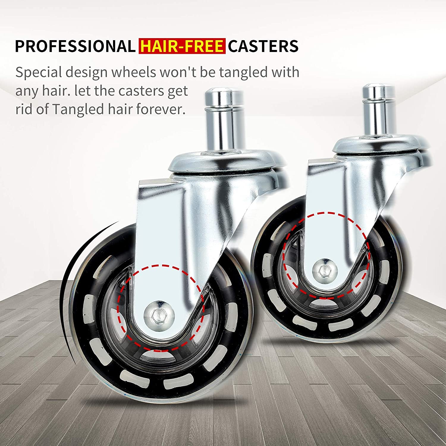 PERFEHAIR Hair Free Caster Wheels, Set of 5, Proof Rolling Wheel Casters for Salon & Spa Stools, Hairstylist Trolley Cart, Color Tray, Rolling Stool, Office Chair - Image 3