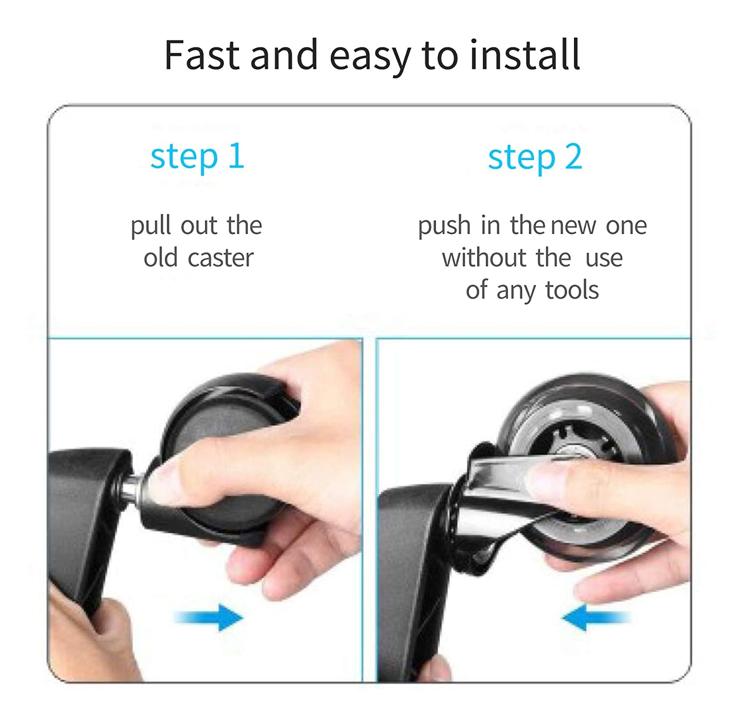 PERFEHAIR Hair Free Caster Wheels, Set of 5, Proof Rolling Wheel Casters for Salon & Spa Stools, Hairstylist Trolley Cart, Color Tray, Rolling Stool, Office Chair - Image 4