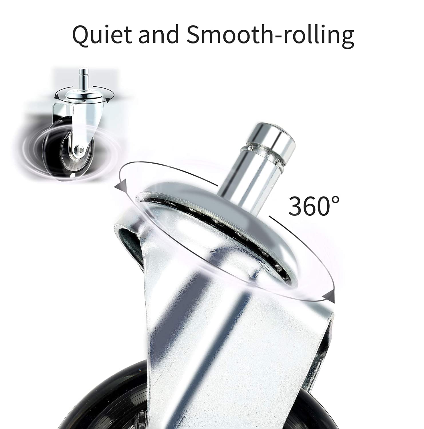 PERFEHAIR Hair Free Caster Wheels, Set of 5, Proof Rolling Wheel Casters for Salon & Spa Stools, Hairstylist Trolley Cart, Color Tray, Rolling Stool, Office Chair - Image 5