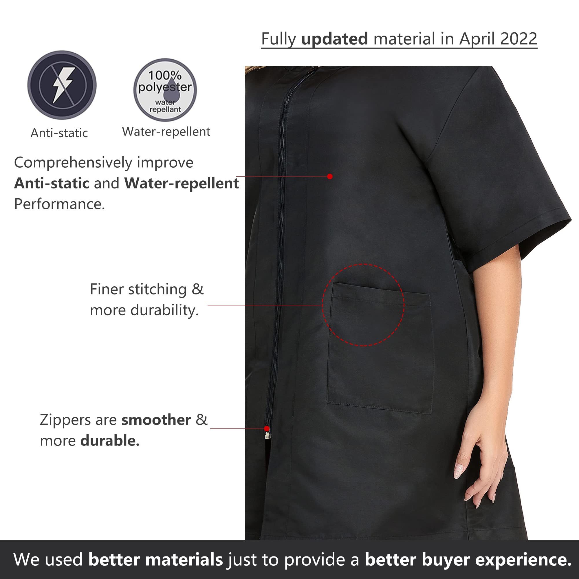 PERFEHAIR Hair Stylist Dog Grooming Smocks for Women and Men, Barber Vest Smock for Salon, Pet Groomer, Nail Tech-Black - Image 3