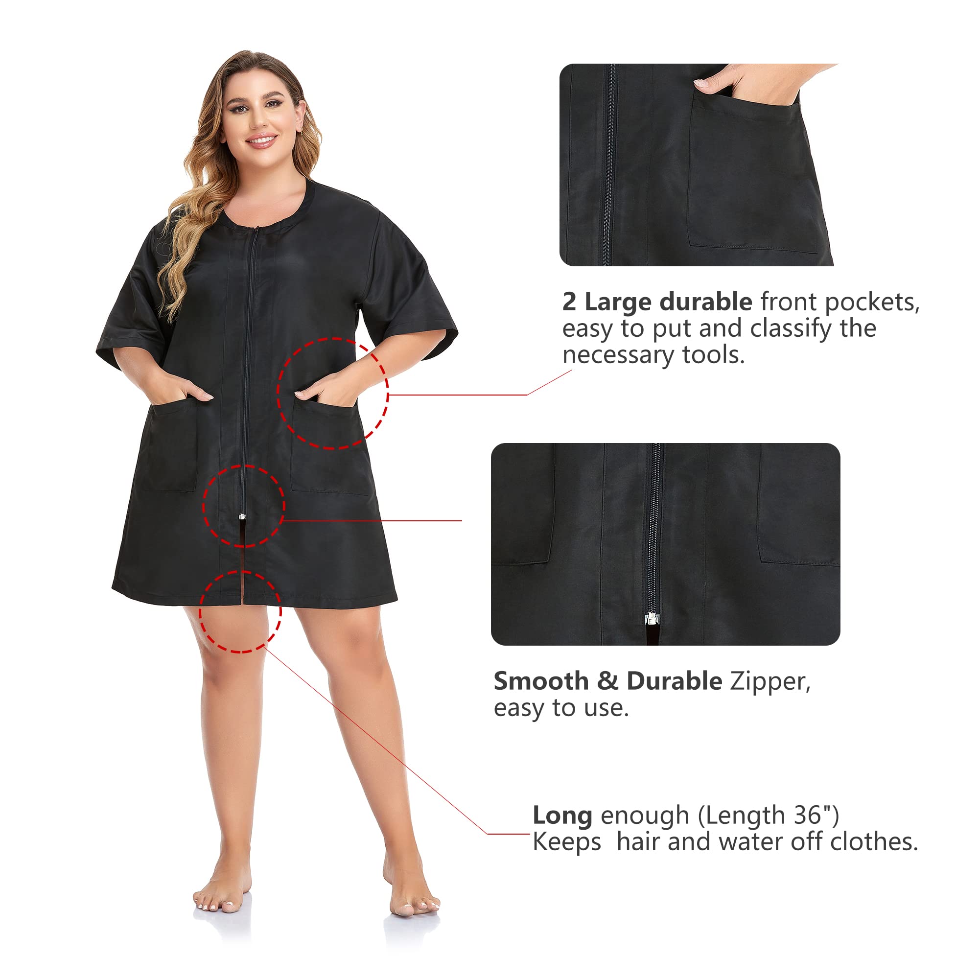 PERFEHAIR Hair Stylist Dog Grooming Smocks for Women and Men, Barber Vest Smock for Salon, Pet Groomer, Nail Tech-Black - Image 4