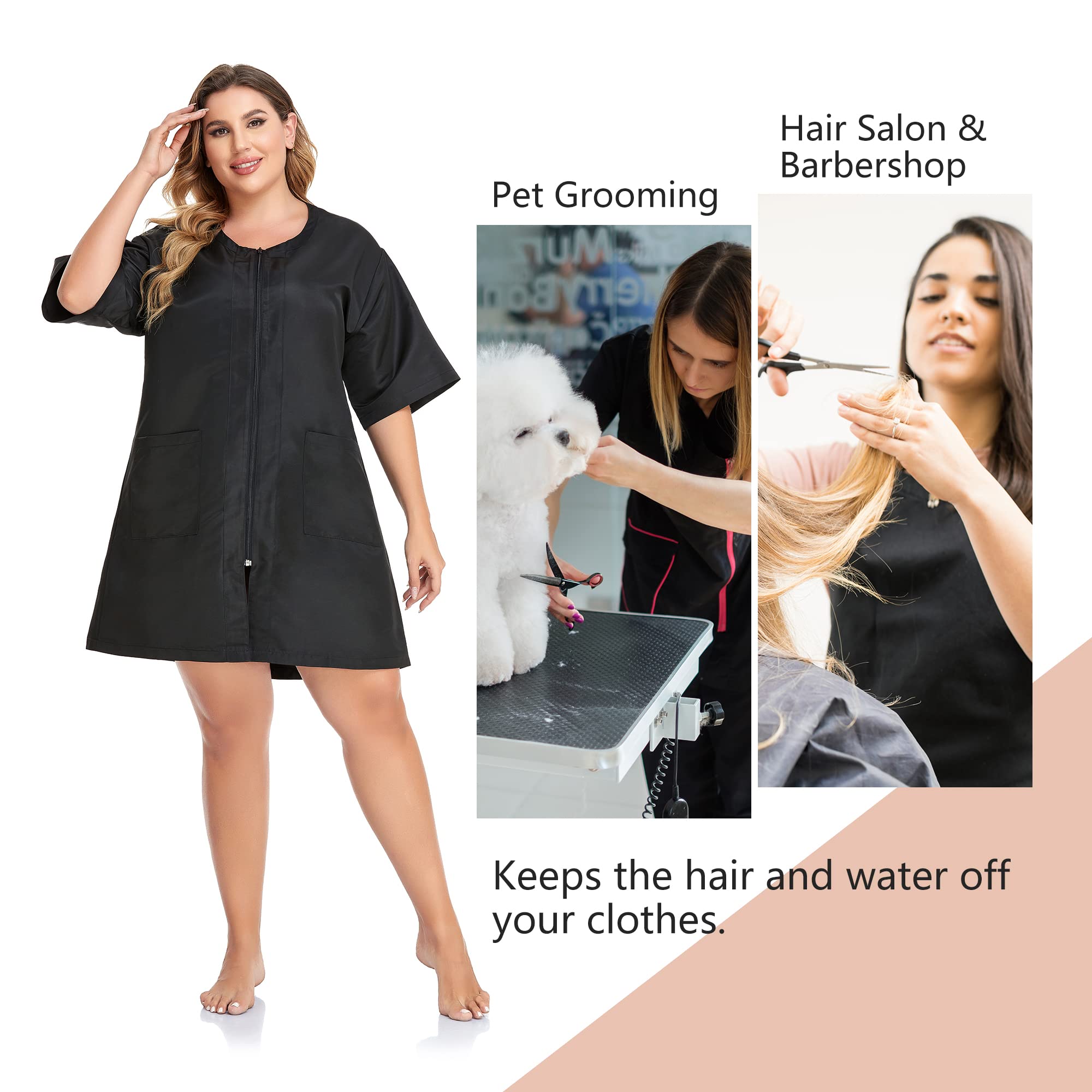 PERFEHAIR Hair Stylist Dog Grooming Smocks for Women and Men, Barber Vest Smock for Salon, Pet Groomer, Nail Tech-Black - Image 6