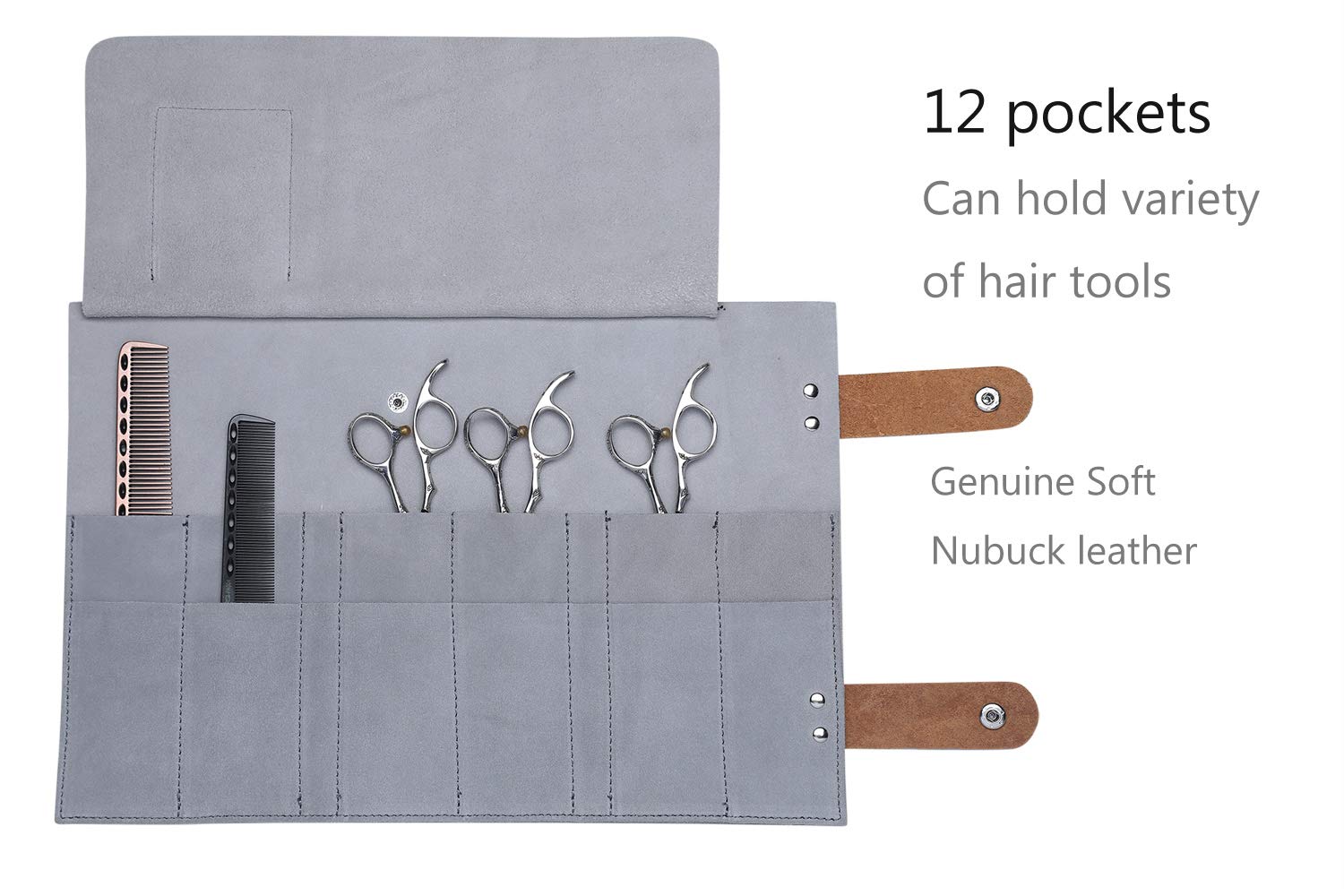 PERFEHAIR Hair Stylist Scissor Holder Pouch Case - Hairdresser Tool Holster Bag with 12 Pockets for Salon Shears - Image 3