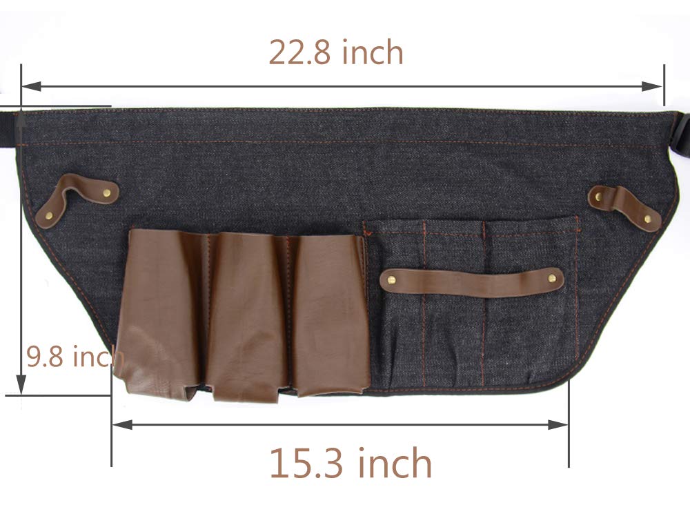 PERFEHAIR Hair Stylist Tool Belt, Salon Hairdresser Barber Hair Tool Belt Bag-Denim Fabricas and Real Leather - Image 3