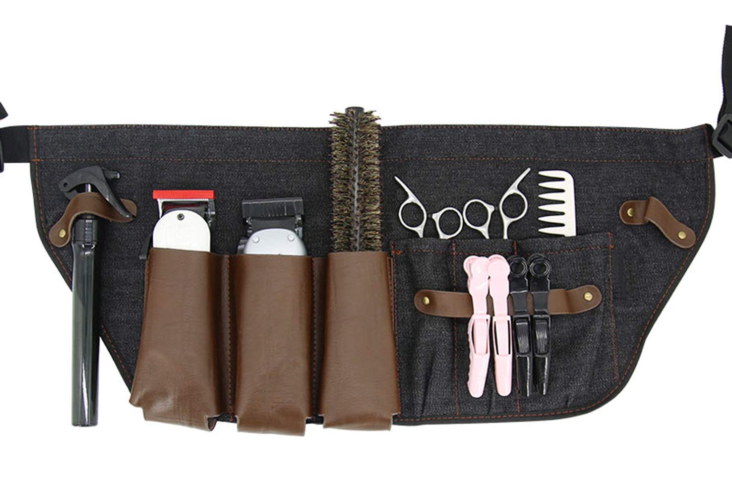 PERFEHAIR Hair Stylist Tool Belt, Salon Hairdresser Barber Hair Tool Belt Bag-Denim Fabricas and Real Leather - Image 4