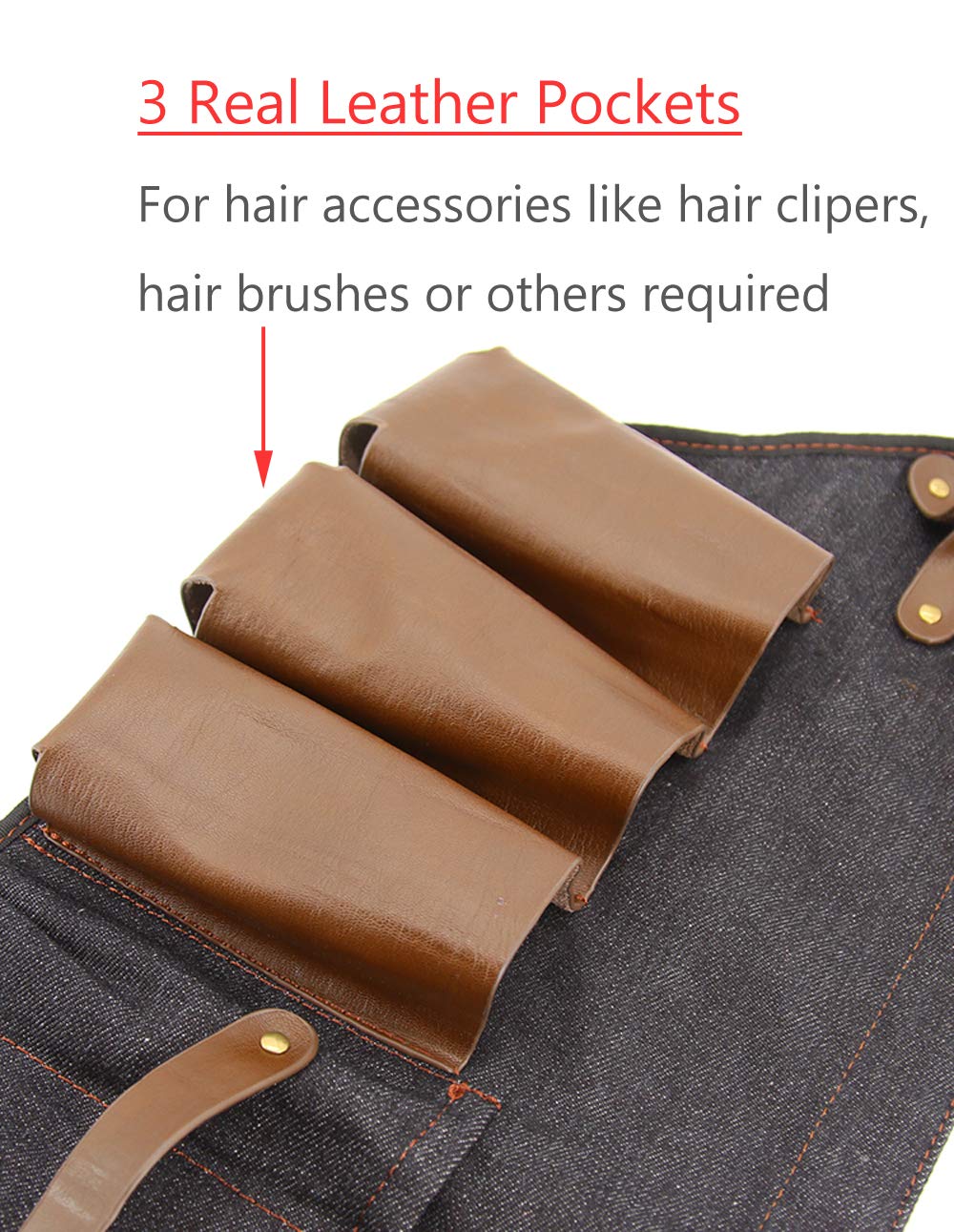 PERFEHAIR Hair Stylist Tool Belt, Salon Hairdresser Barber Hair Tool Belt Bag-Denim Fabricas and Real Leather - Image 5