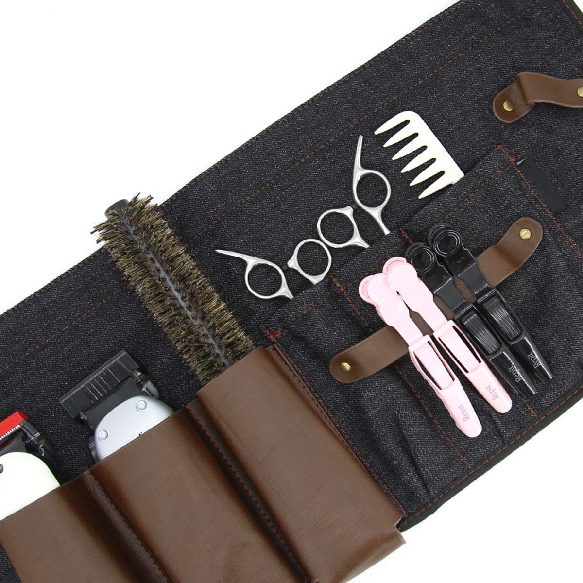 PERFEHAIR Hair Stylist Tool Belt, Salon Hairdresser Barber Hair Tool Belt Bag-Denim Fabricas and Real Leather - Image 9