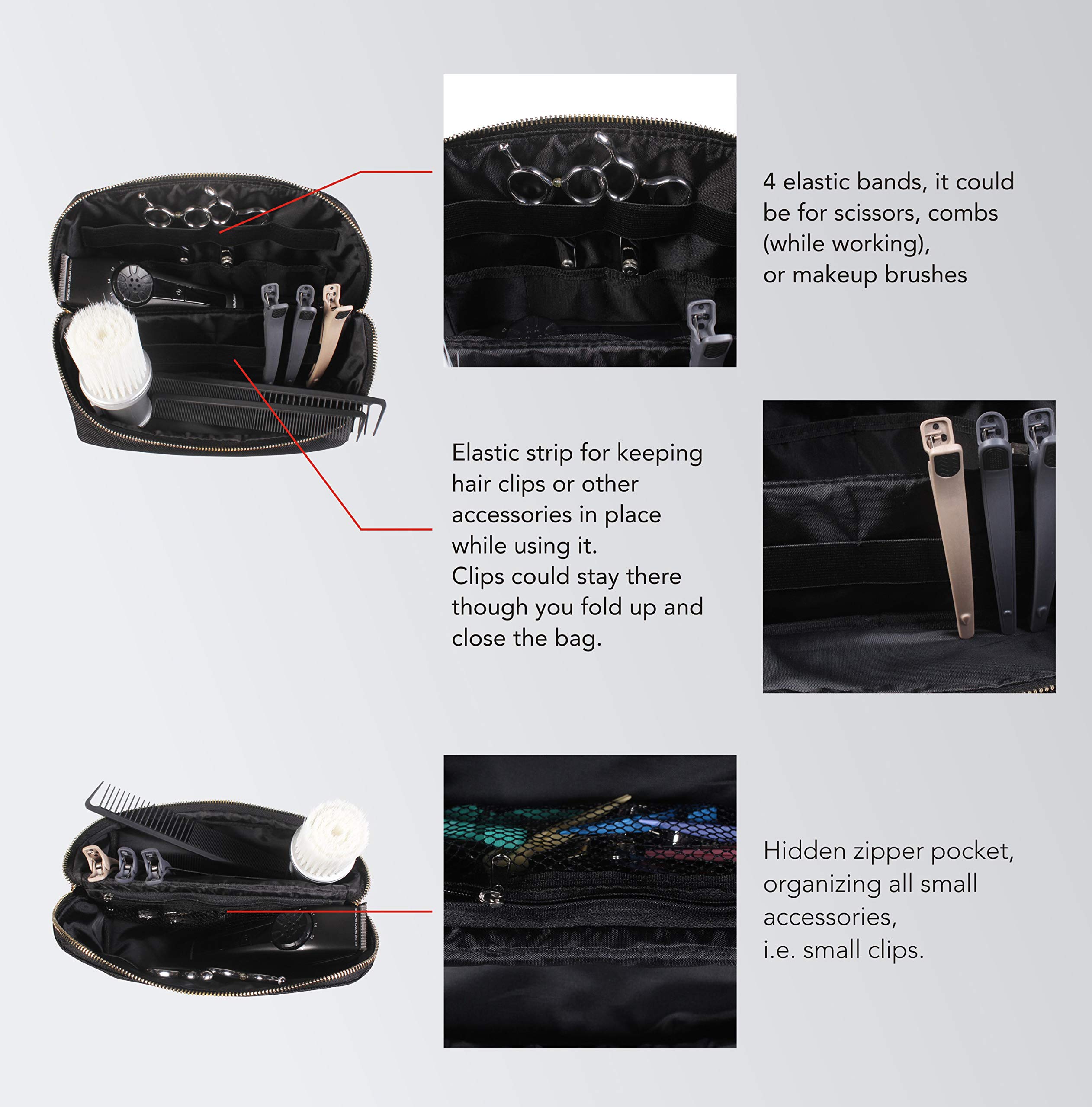 PERFEHAIR Hair Stylist Tools Storage Bag, Barber Carrying Case for Clippers Scissor Grooming Supplies Travel Kit, Hairdresser Accessories Equipment Organizer-Brown - Image 5