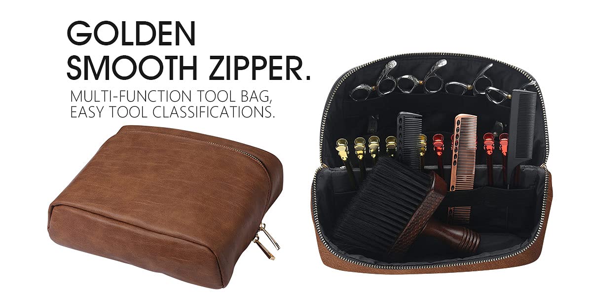 PERFEHAIR Hair Stylist Tools Storage Bag, Barber Carrying Case for Clippers Scissor Grooming Supplies Travel Kit, Hairdresser Accessories Equipment Organizer-Brown - Image 6