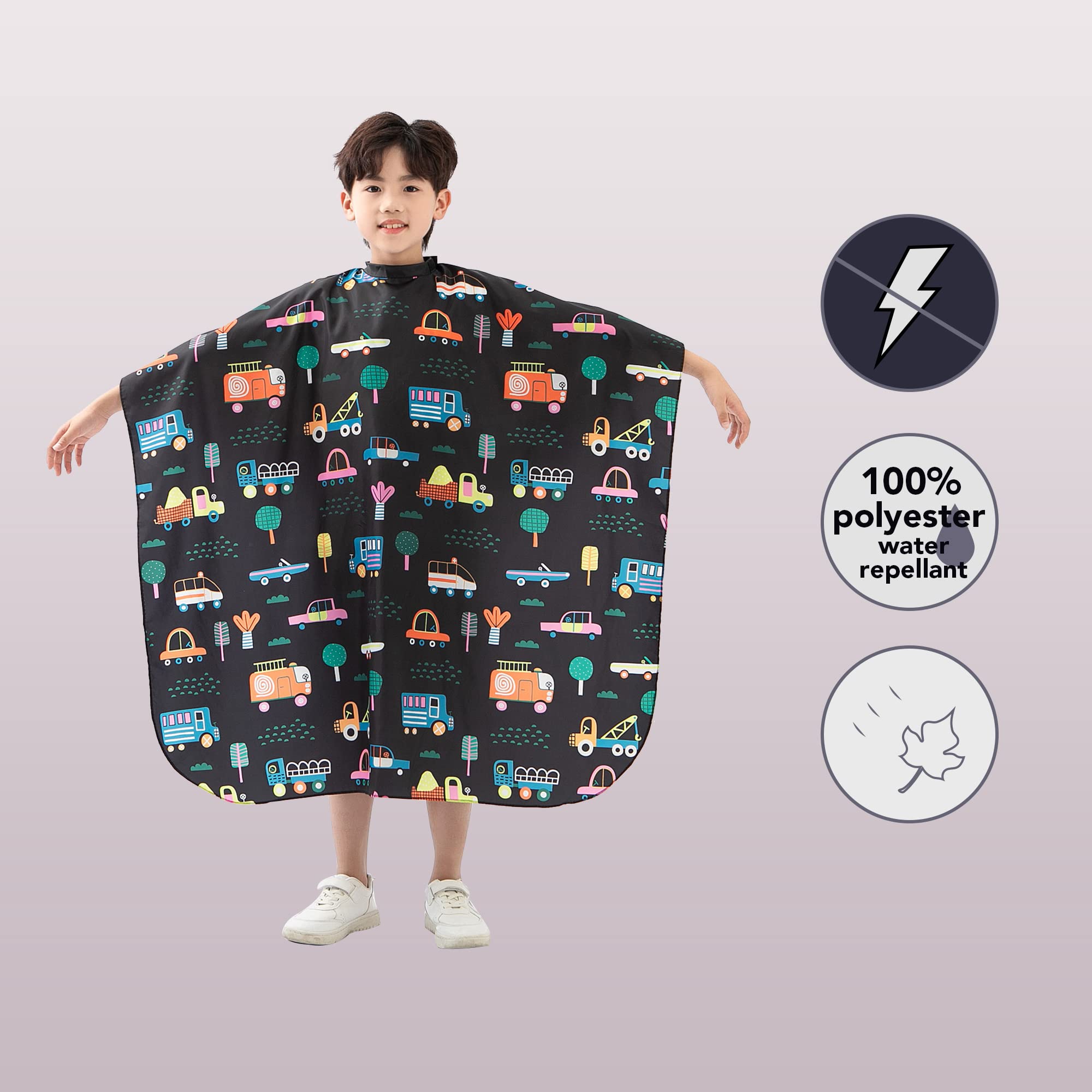 PERFEHAIR Kids Hair Cutting Cape, Cute Cars Pattern, Barber Haircut Cape Cover for Children, Baby, Toddler, Boys Salon Hair Cut Capes - Image 4