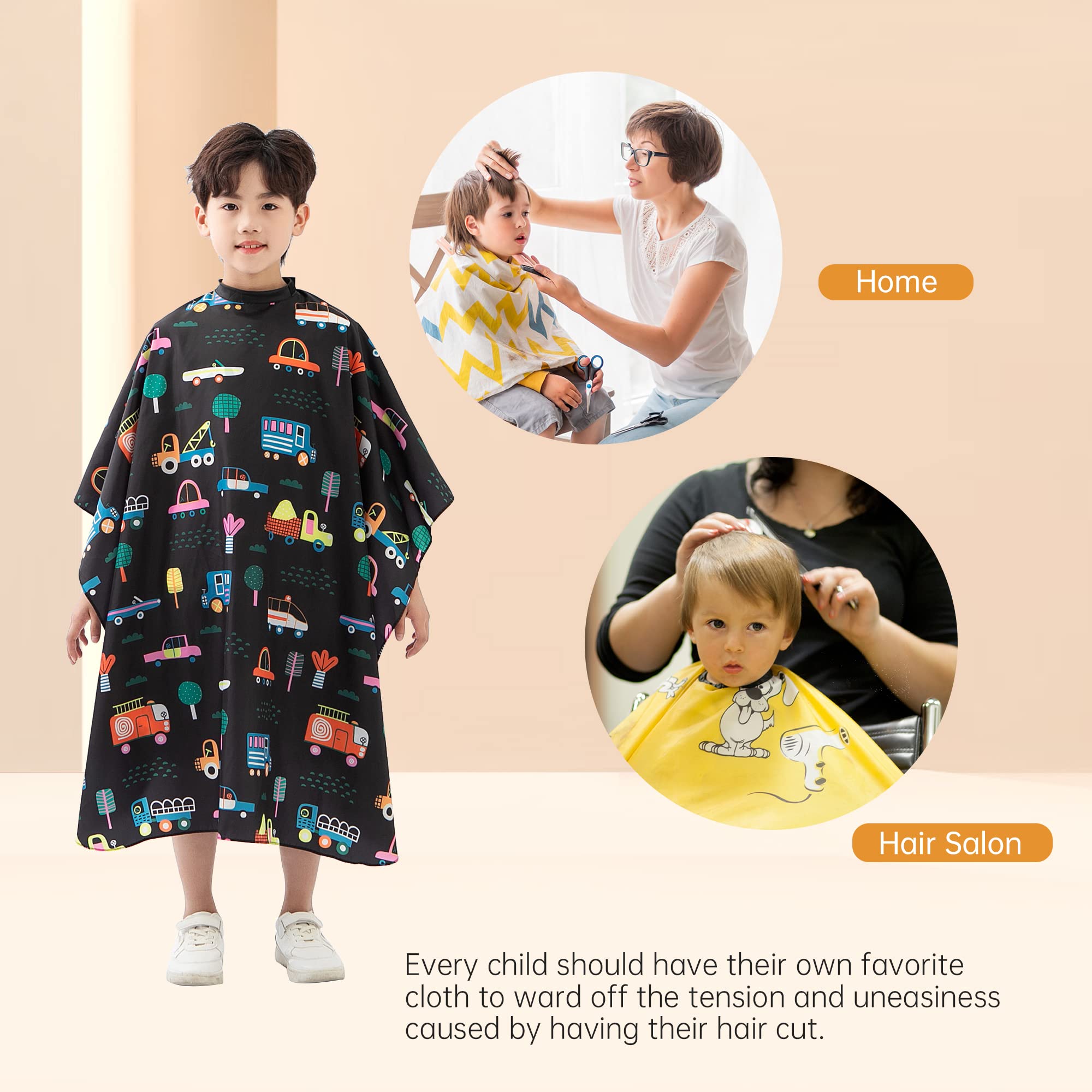PERFEHAIR Kids Hair Cutting Cape, Cute Cars Pattern, Barber Haircut Cape Cover for Children, Baby, Toddler, Boys Salon Hair Cut Capes - Image 5