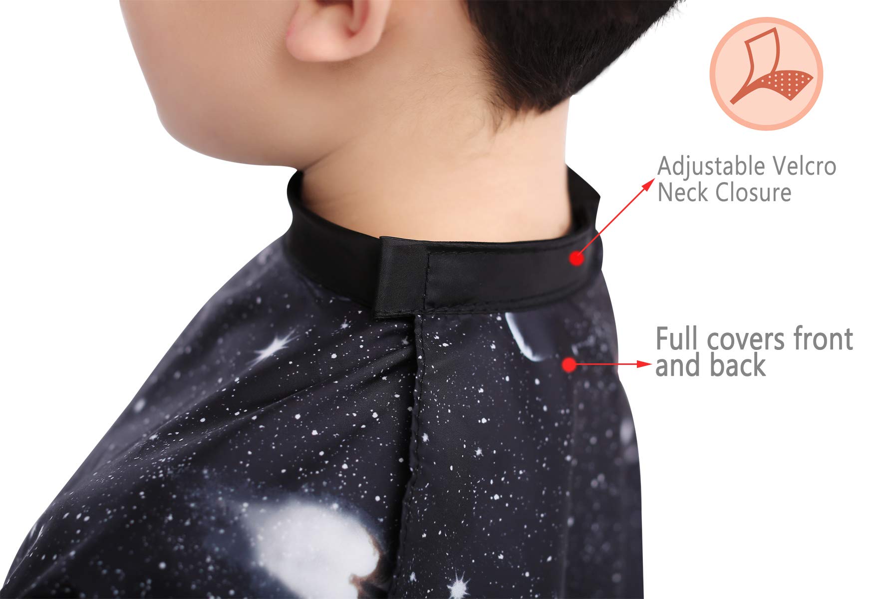 PERFEHAIR Kids Haircut Barber Cape Cover for Hair Cutting,Styling and Shampoo, for Boys - Black Space Printing - Image 4