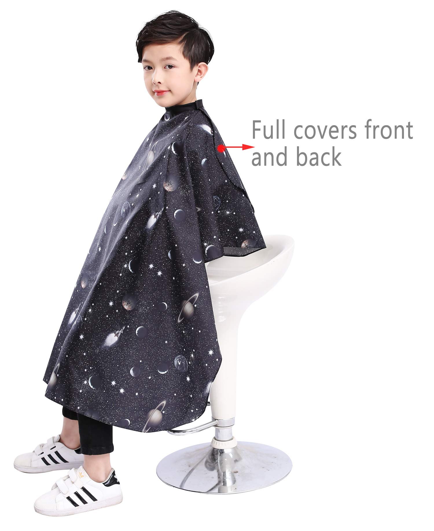 PERFEHAIR Kids Haircut Barber Cape Cover for Hair Cutting,Styling and Shampoo, for Boys - Black Space Printing - Image 6