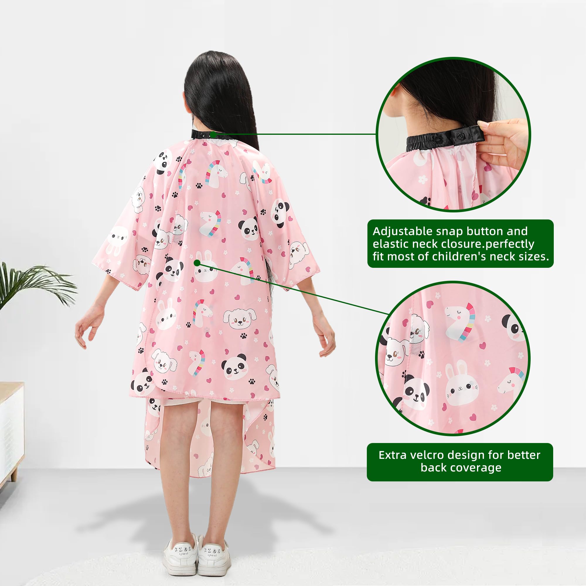 PERFEHAIR Kids Haircut Cape with Sleeves - Adjustable Snap Closure, Barber Cape for Boys & Girls, Professional Salon-Quality Hair Cutting Cape, Cute Animal Print, for Home & Salon Use - Image 3