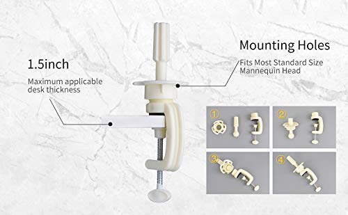 PERFEHAIR Mannequin Head Stand Desk Table Clamp Tripod Holder ,Styrofoam Wig Head Holder - Image 5