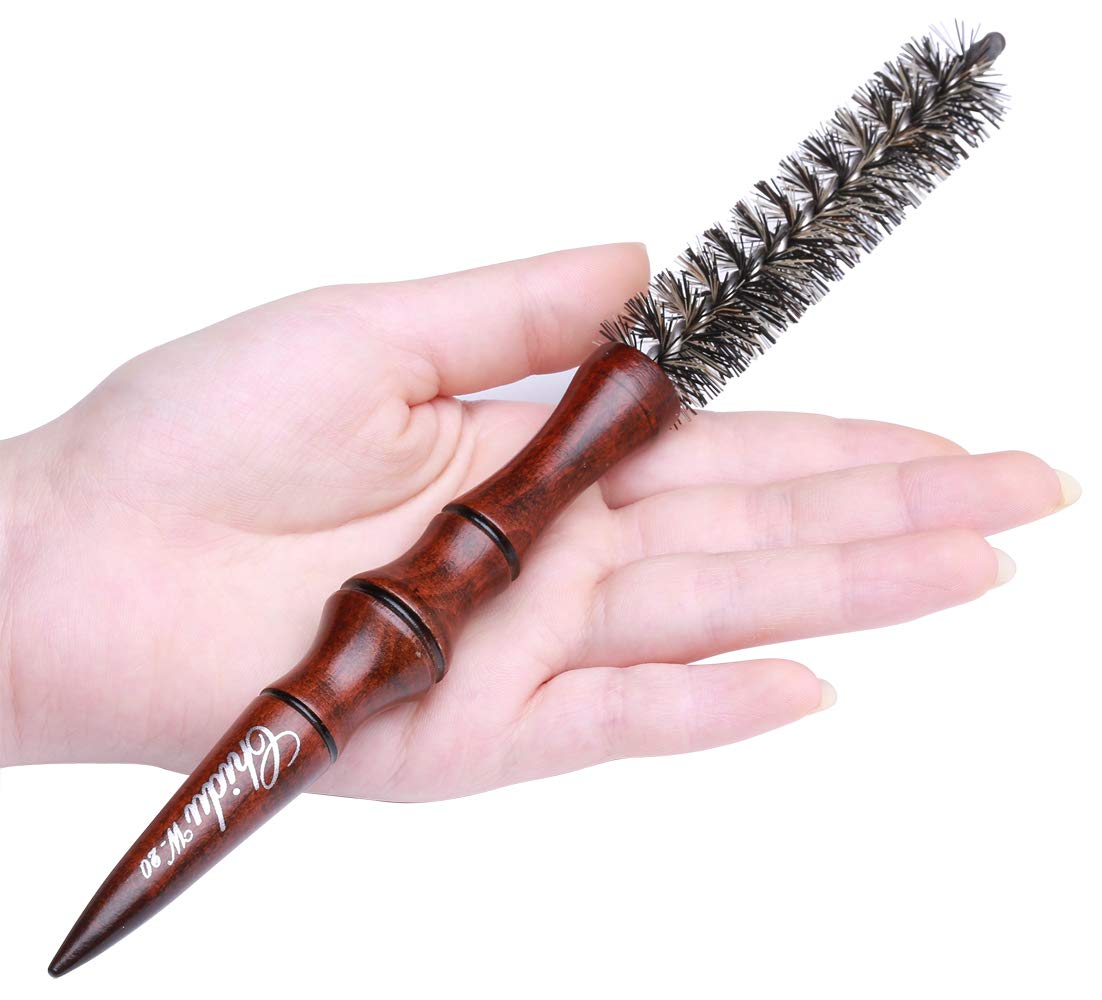 PERFEHAIR Mini Boar Bristle Round Brush for Short Hair, Small Round Barrel Brush for Blow Drying-0.85 Inch Diameter - Image 5