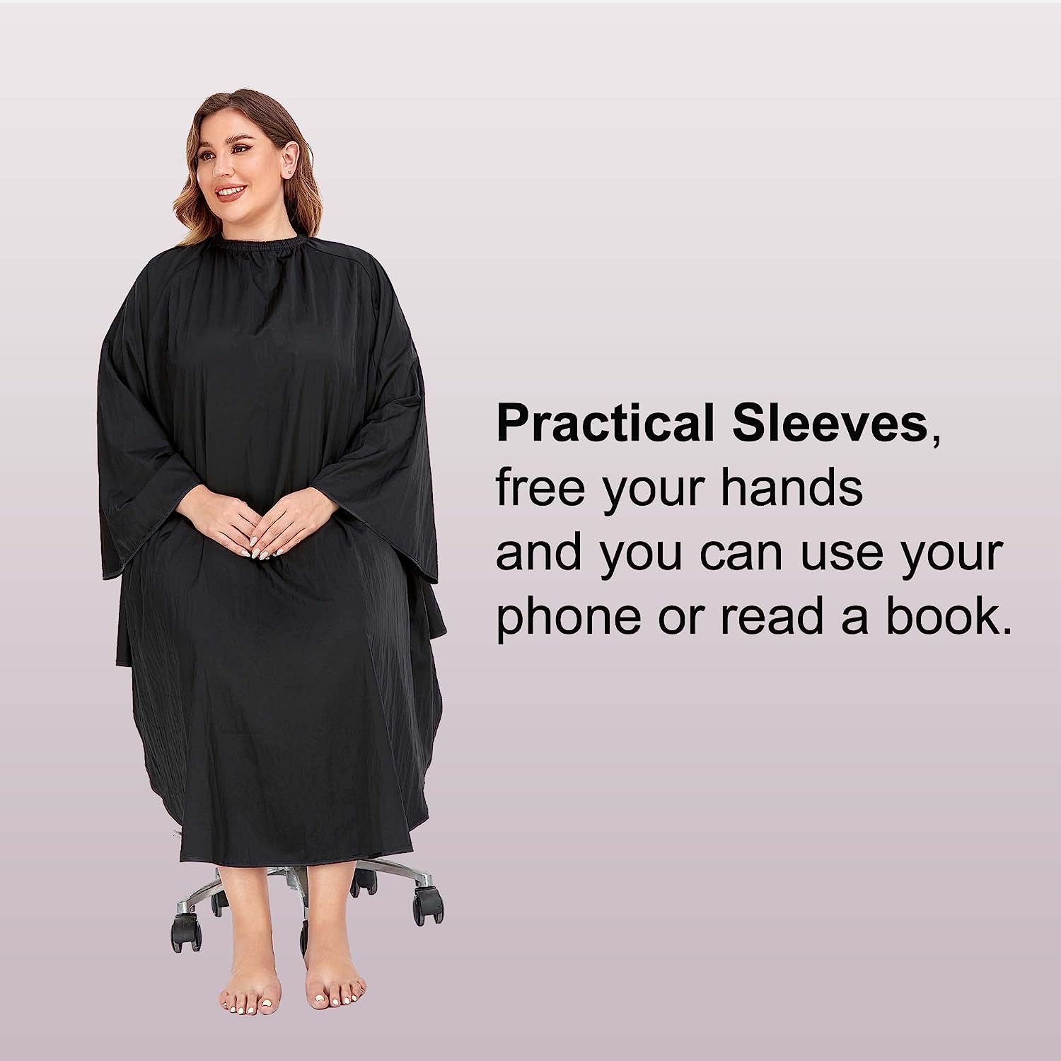 PERFEHAIR Professional Salon Client Hair Cutting Cape Gown, Barber Haircut Cape with Sleeves - Black - Image 4