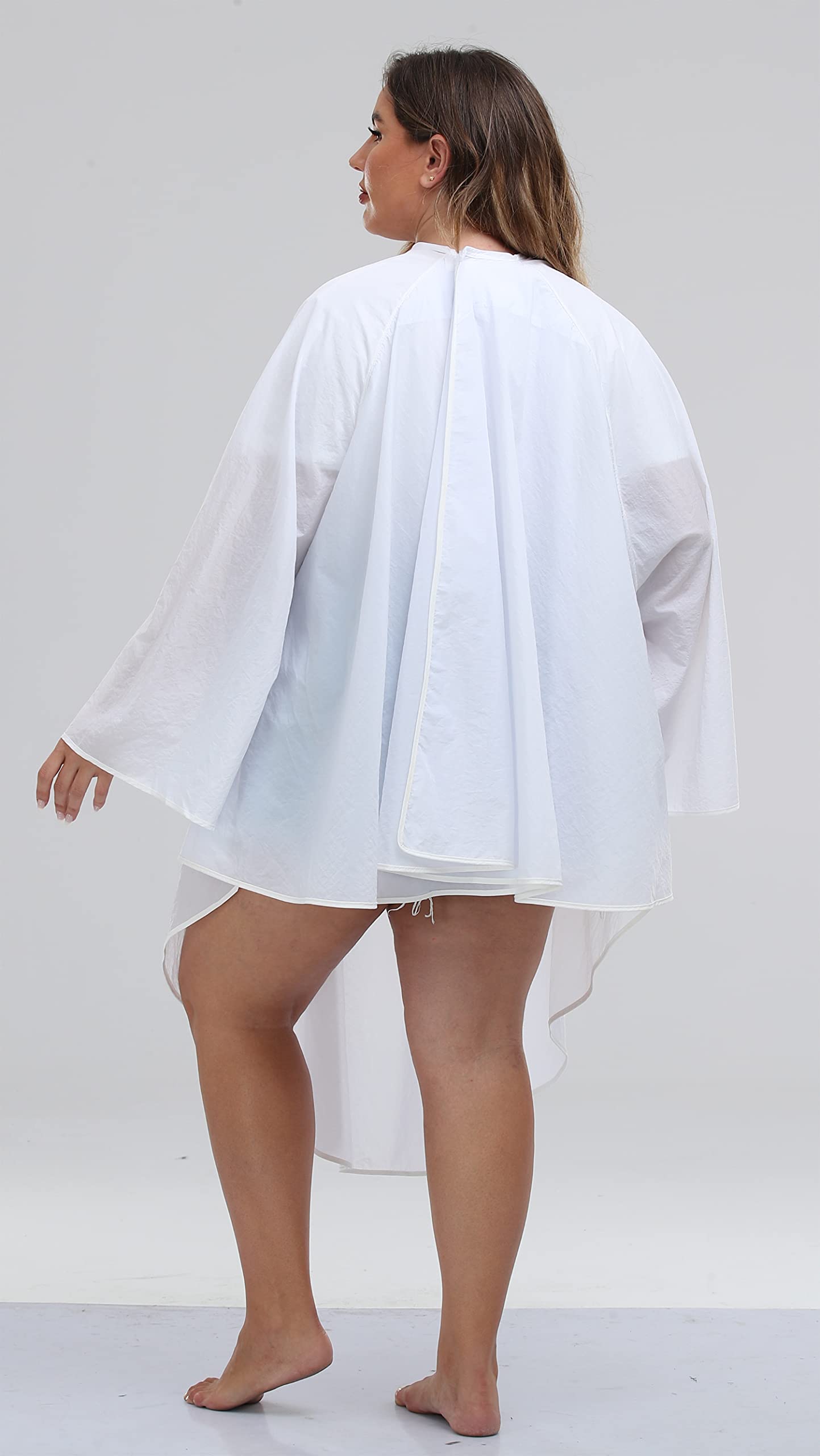 PERFEHAIR Professional Salon Client Nylon Hair Cutting Cape Gown, Barber Haircut Cape with Sleeves - White - Image 6