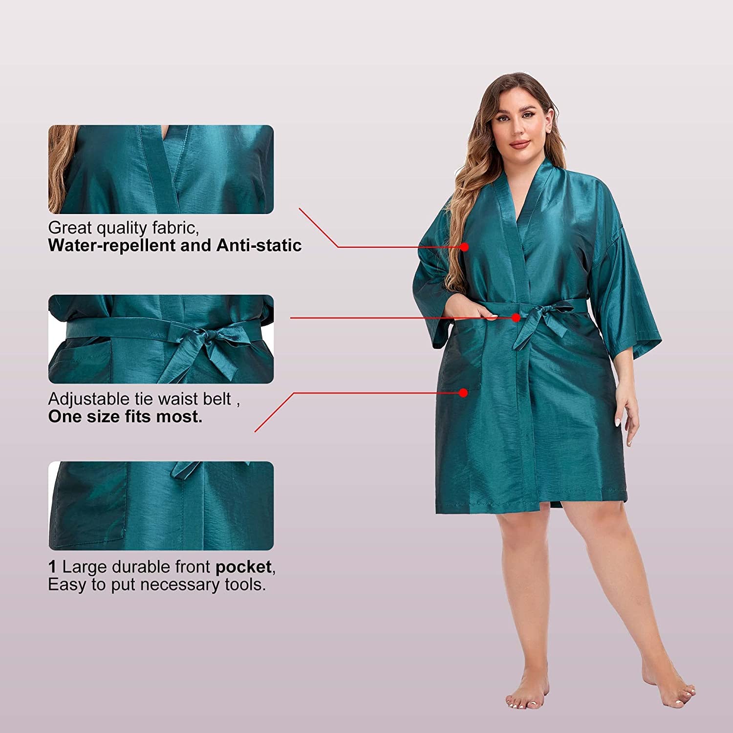 PERFEHAIR Salon Client Gown Cape, Pack of 4, Hairdressing Robes Smock for Hair Stylist to Hair Cutting, Hair Coloring, Makeup-Blue - Image 3