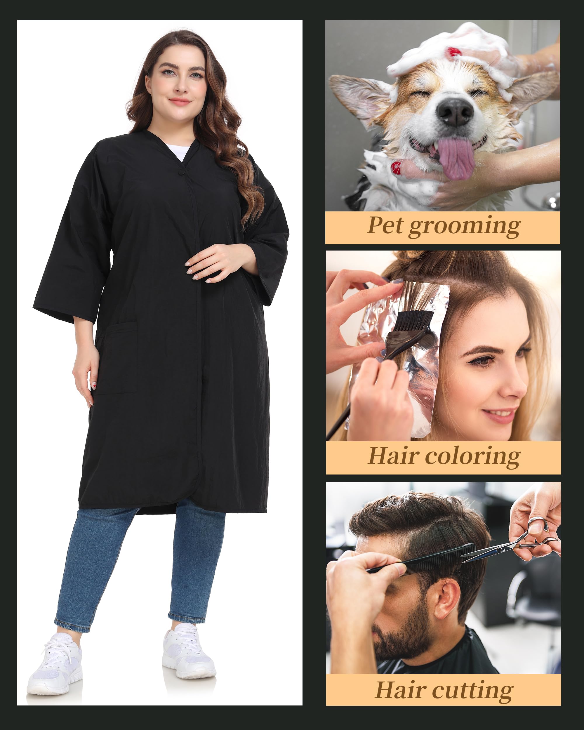 PERFEHAIR Salon Gown Capes for Clients, Pack of 2, Nylon Cape Wraps Cover Smock for Women & Men, Hair Stylist Smocks for Hair Coloring, Dog Grooming - Image 5