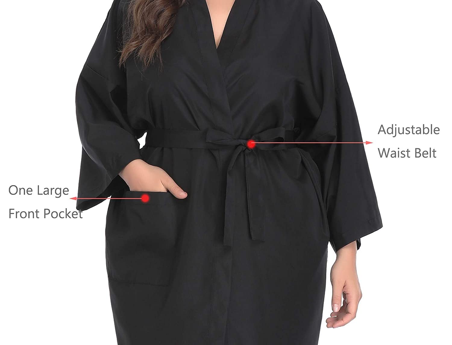 PERFEHAIR Salon Robes Smock for Clients, Pack of 8, Hair Salon Client Gown Cape, Black - Image 6