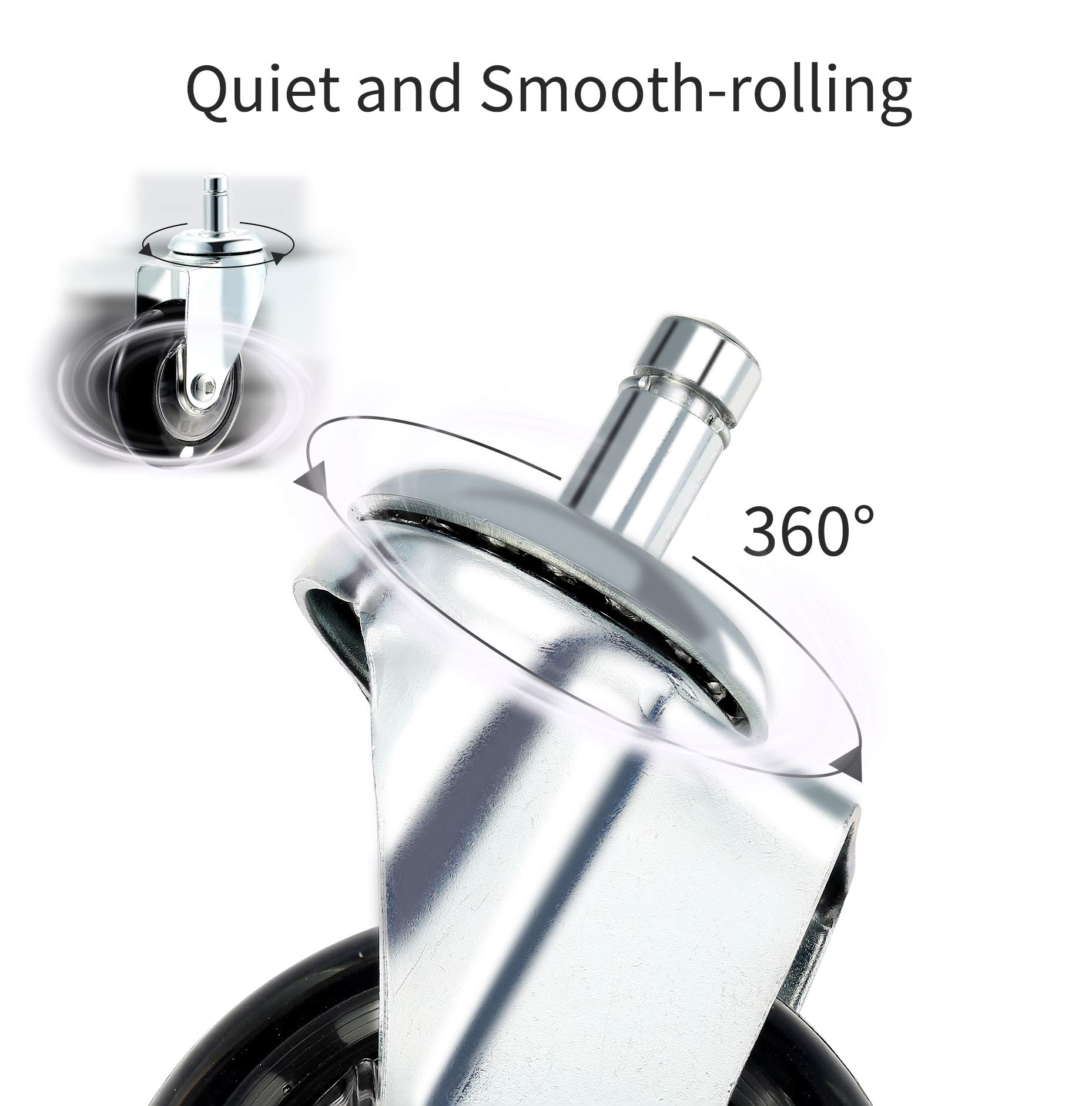 PERFEHAIR Salon Trolley Cart Chair Caster Wheels (Set of 4), Hair-Free Rolling Casters for Stool Chair, Hair Stylist Color Table Tray, Spa Beauty Furniture Equipment - Image 4